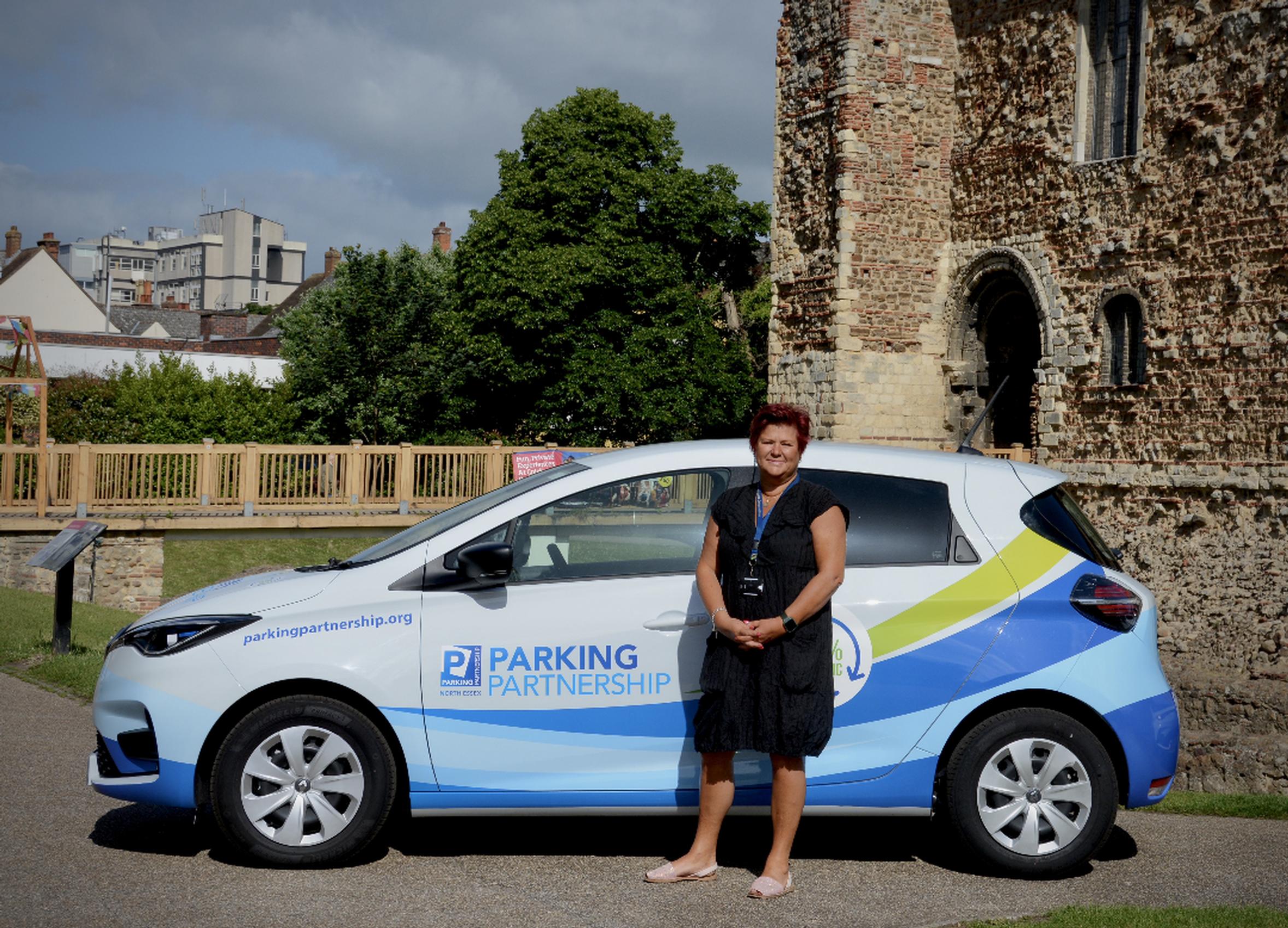 Cllr Sue Lissimore with a Parksafe EV