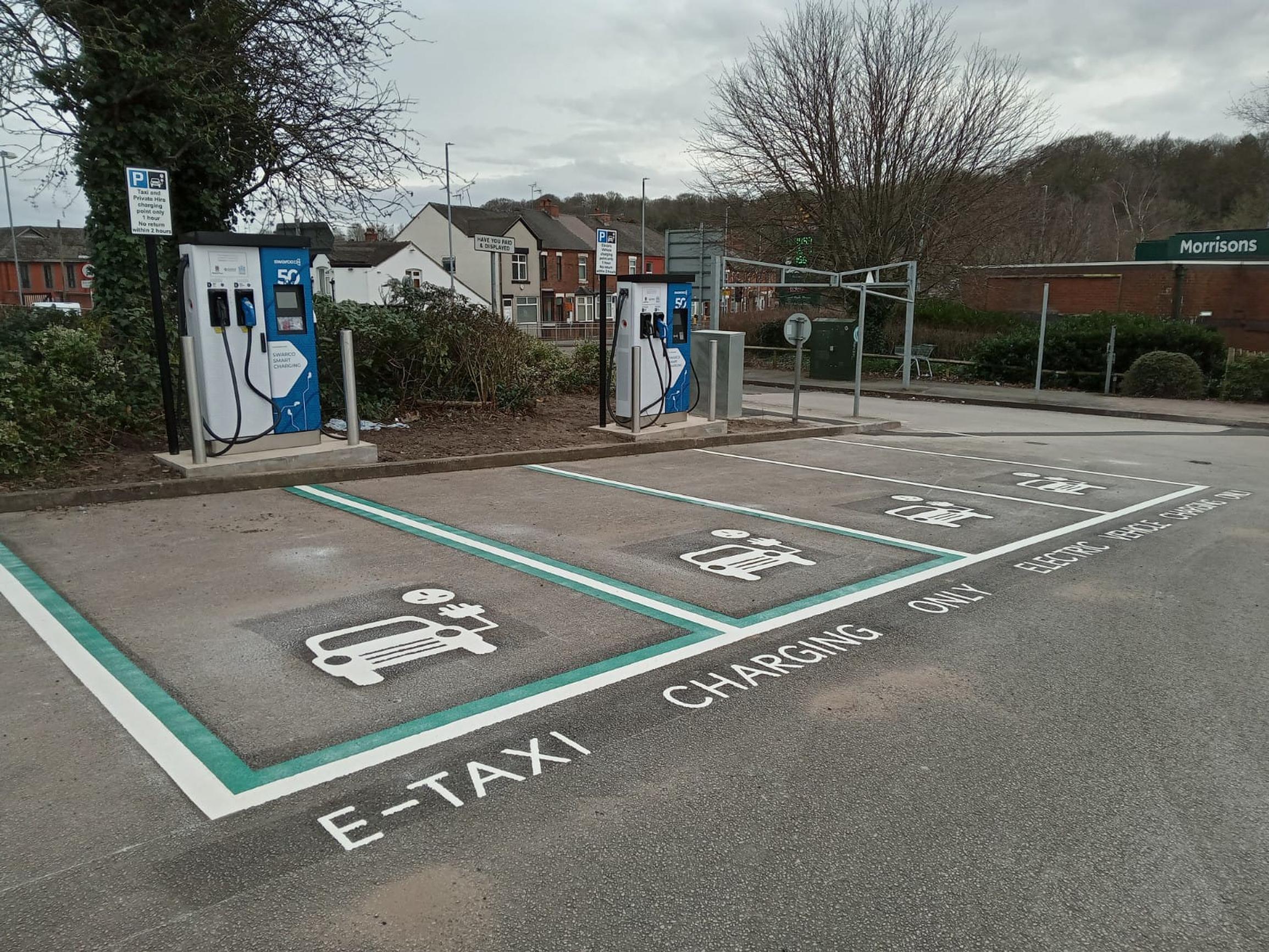 An e-taxi charging station