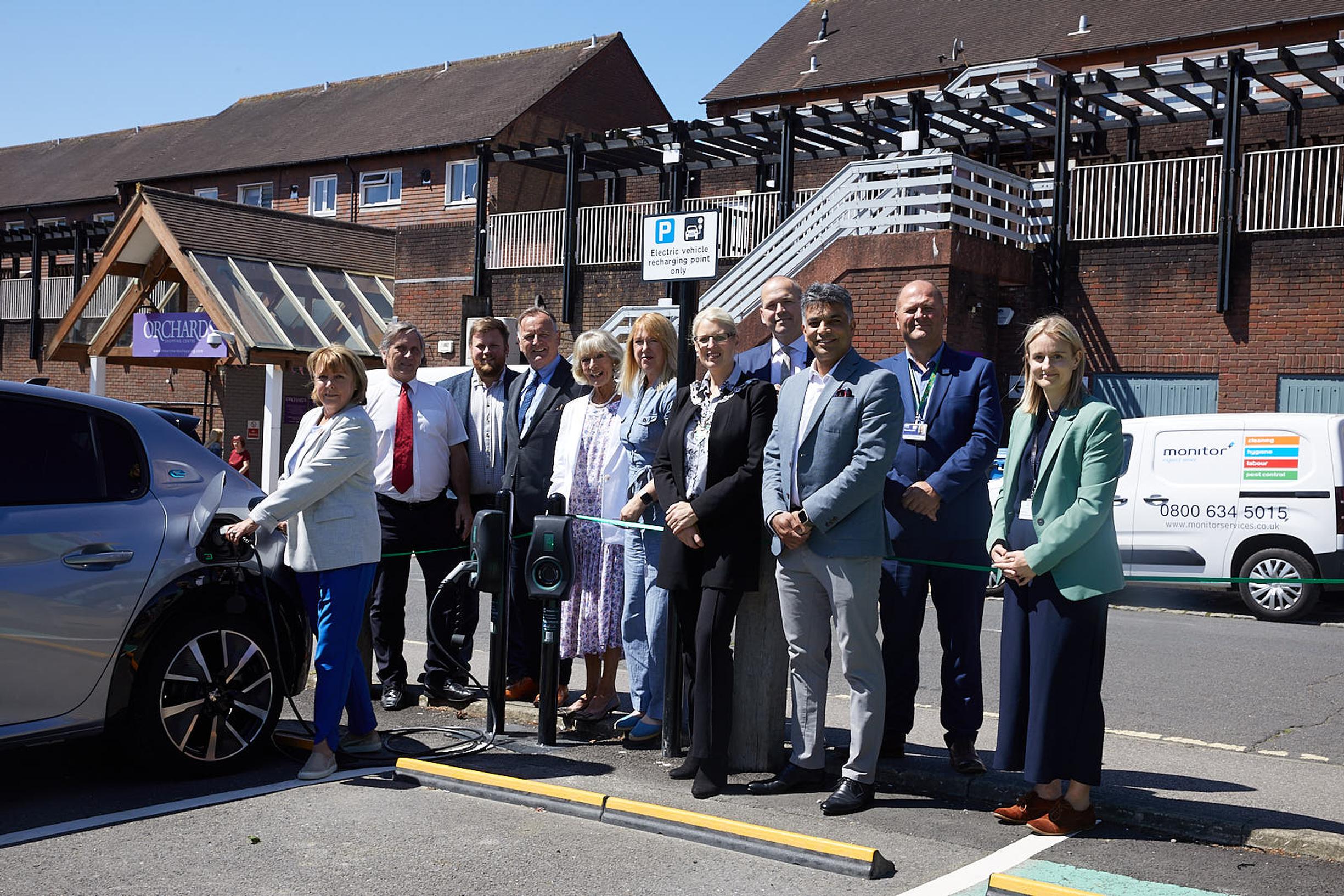 Councillors and Connected Kerb representatives gathered at Hazelgrove Road Car Park, Haywards Heath, on Monday 20 June