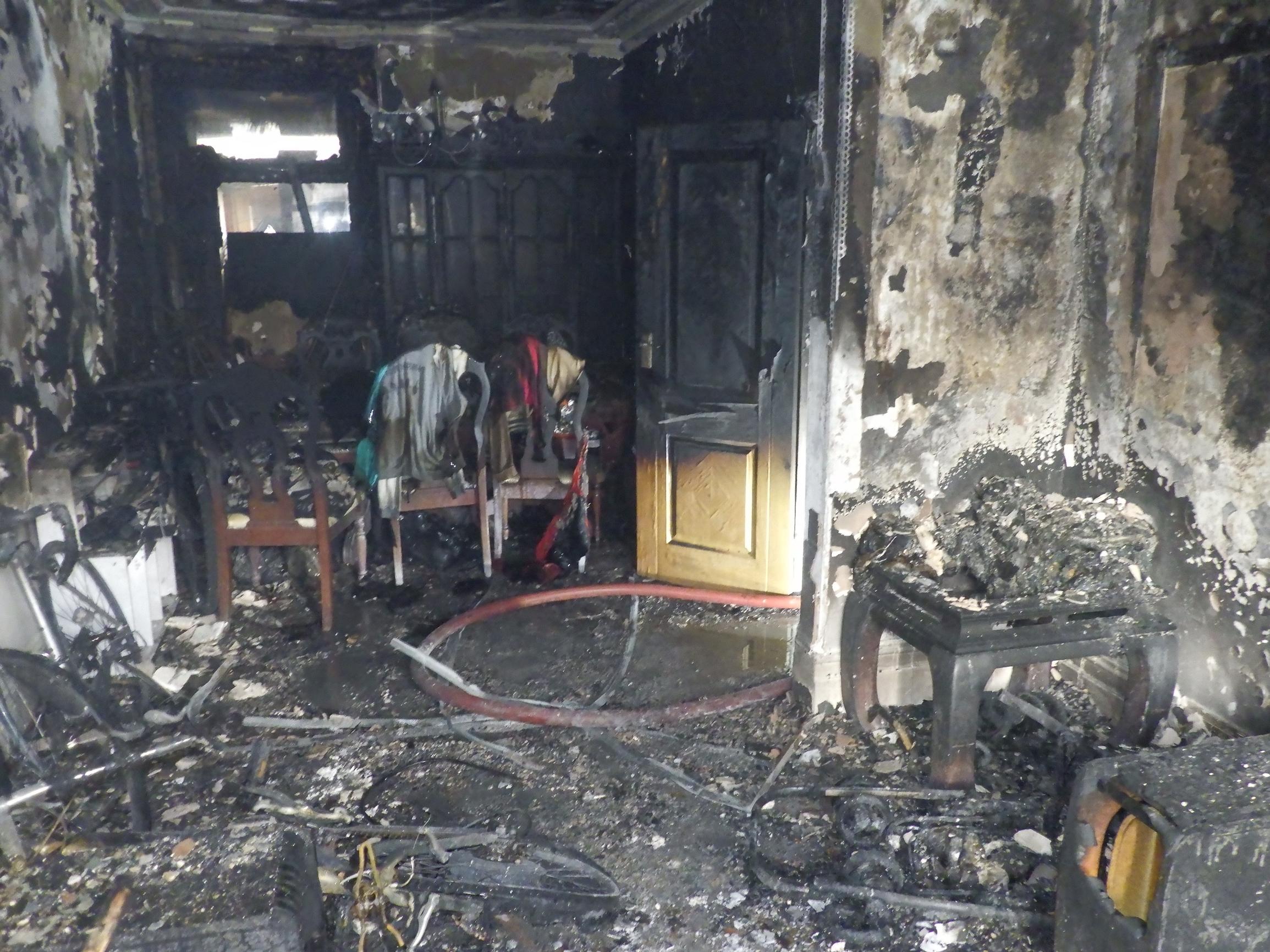 The property in Walthamstow, north-east London, damaged by an e-bike fire on Sunday