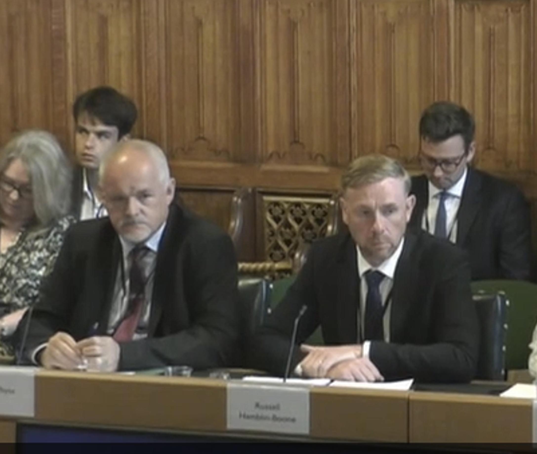 Russell Hamblin-Boone and Paul Whyte give evidence to MPs