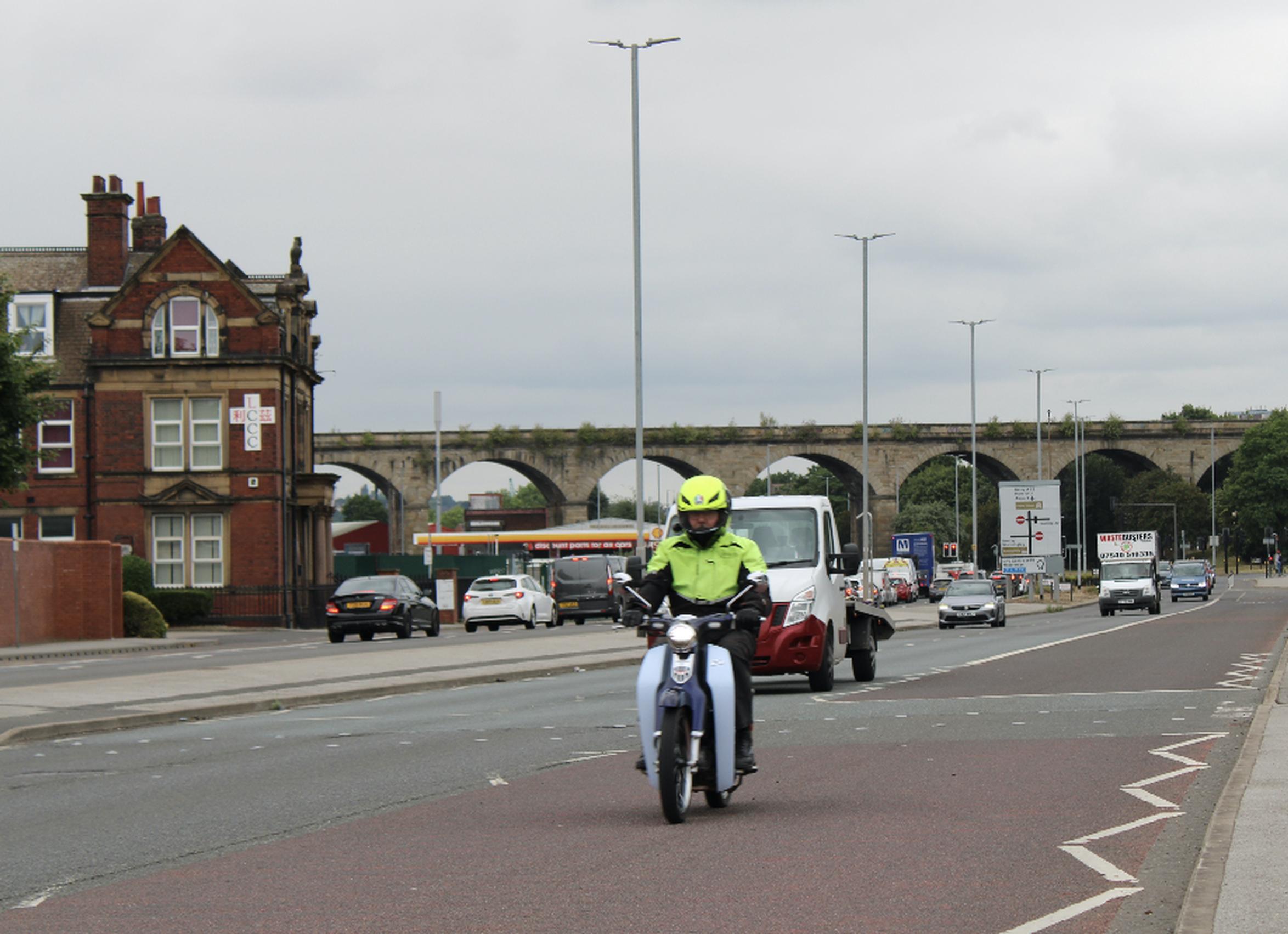 Motorcycle on the A65 bus lane