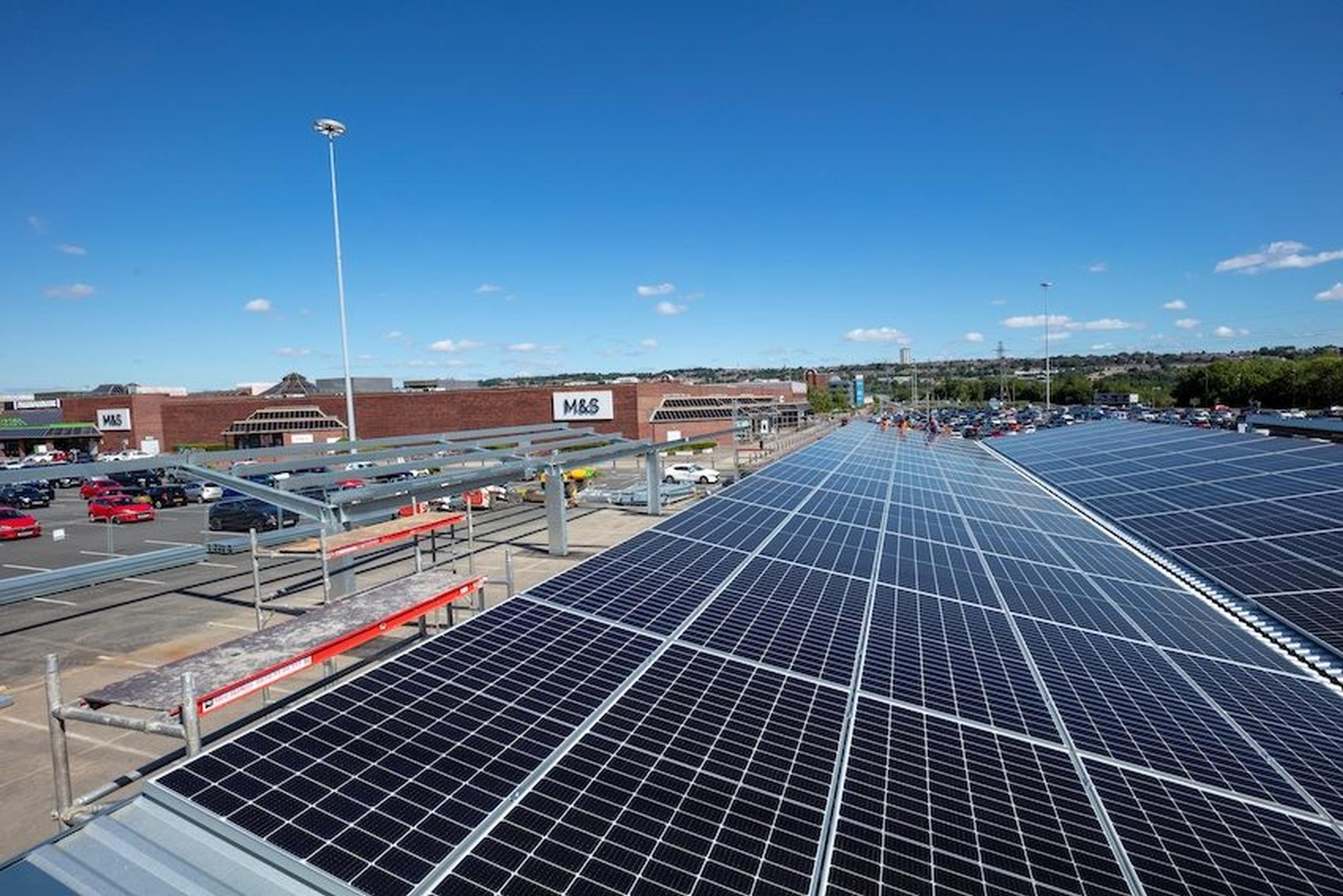 Solar panels are being fitted above 46 EV parking bays