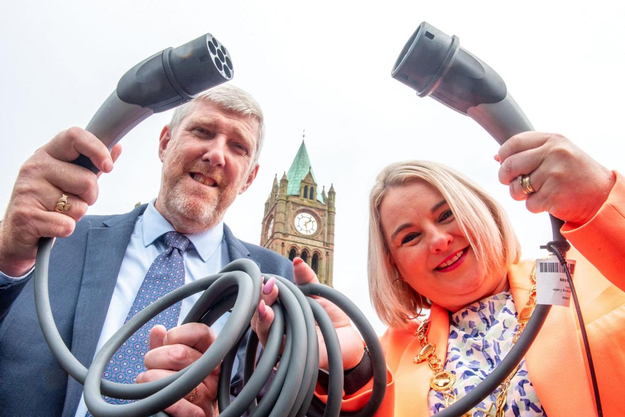 Infrastructure minister John O’Dowd and Cllr Sandra Duffy, Mayor of Derry City and Strabane District Council