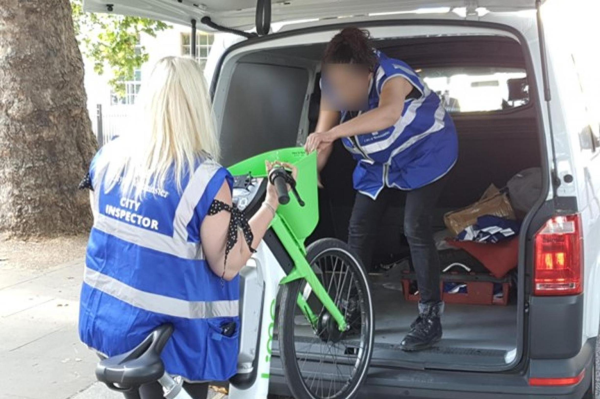 City inspectors seize a dockless bike