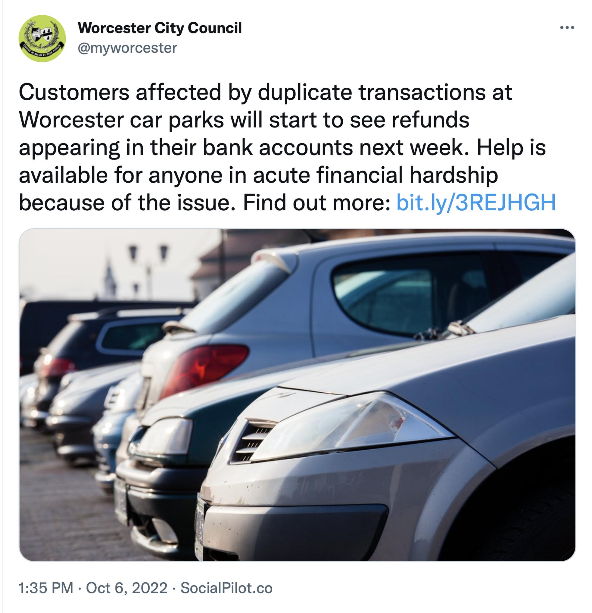 Worcester City Council has used social media to update affected drivers