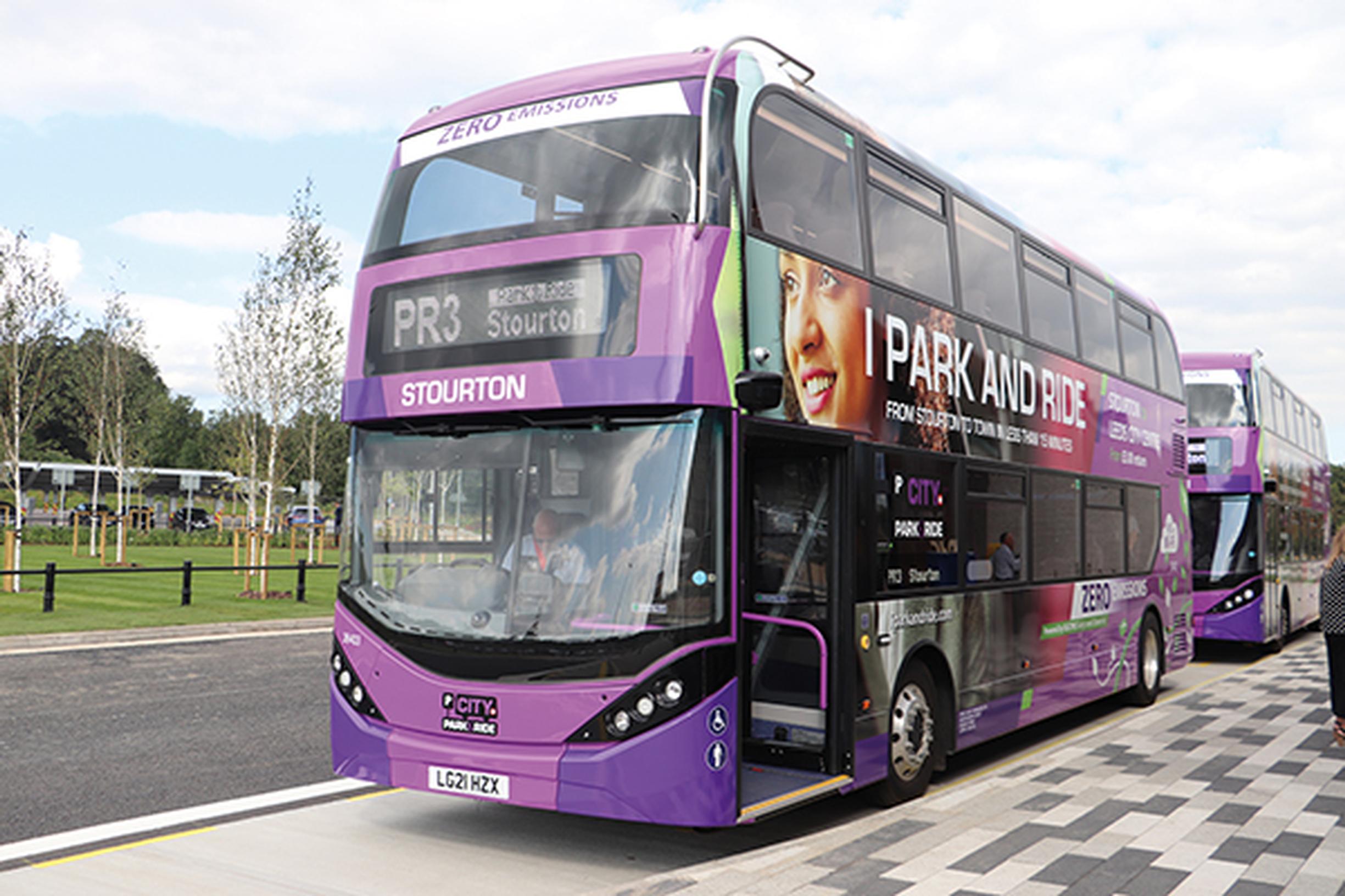 Electric buses at the Stourton P&R site