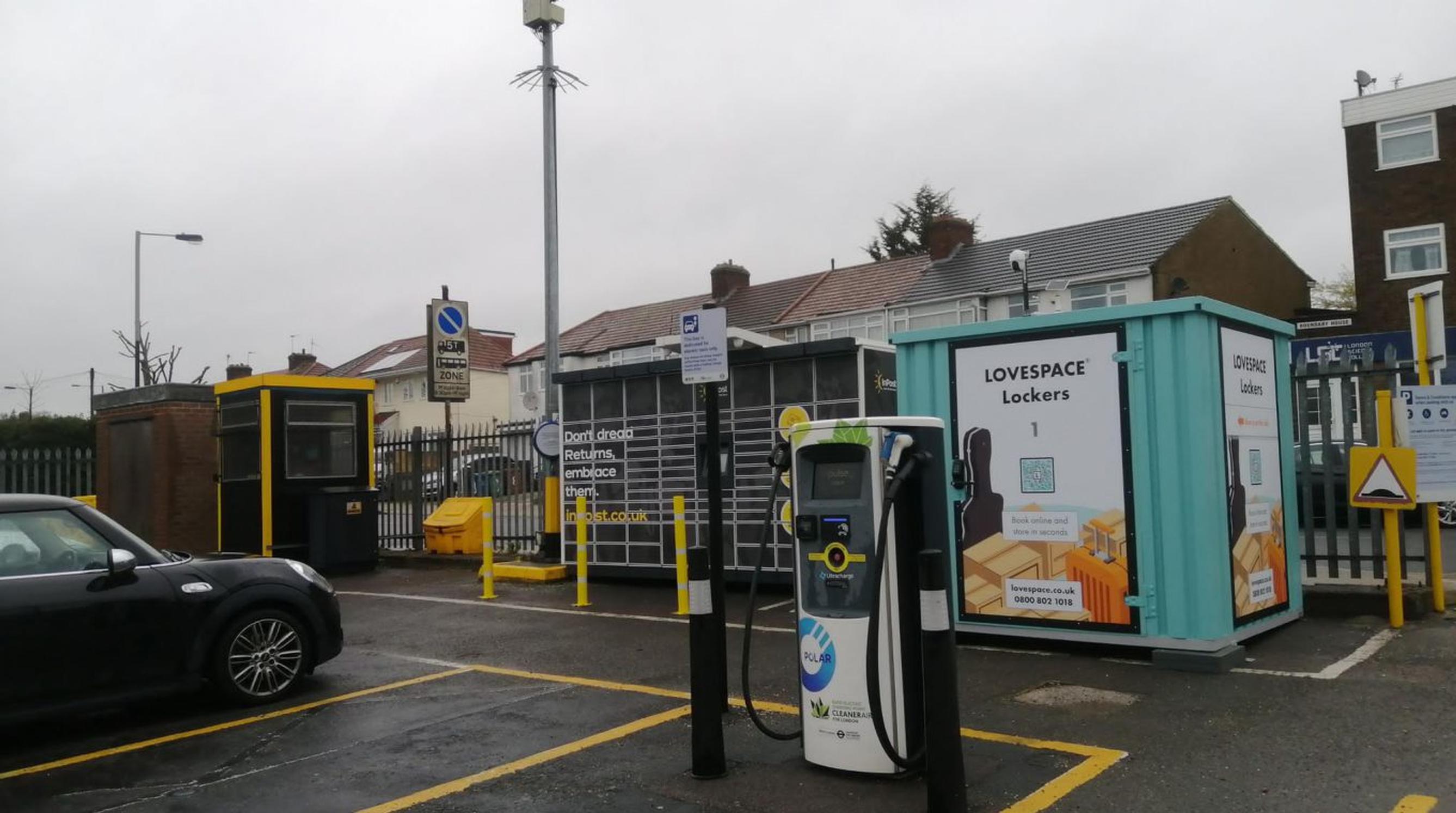 Lovespace self-storage lockers and EV charging in a TfL car park