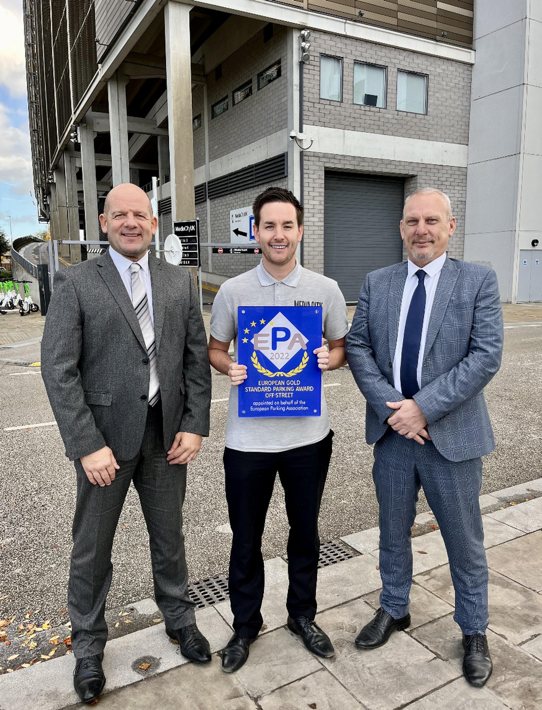 Excel Parking’s John Forrester (regional manager), Ryan McGuinness (car park host) and Dean Brown (car park manager)