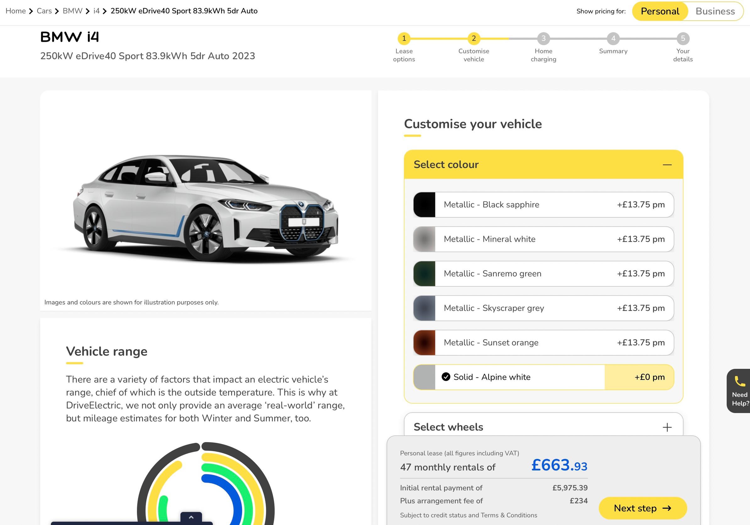 DriveElectric customers can configure cars online