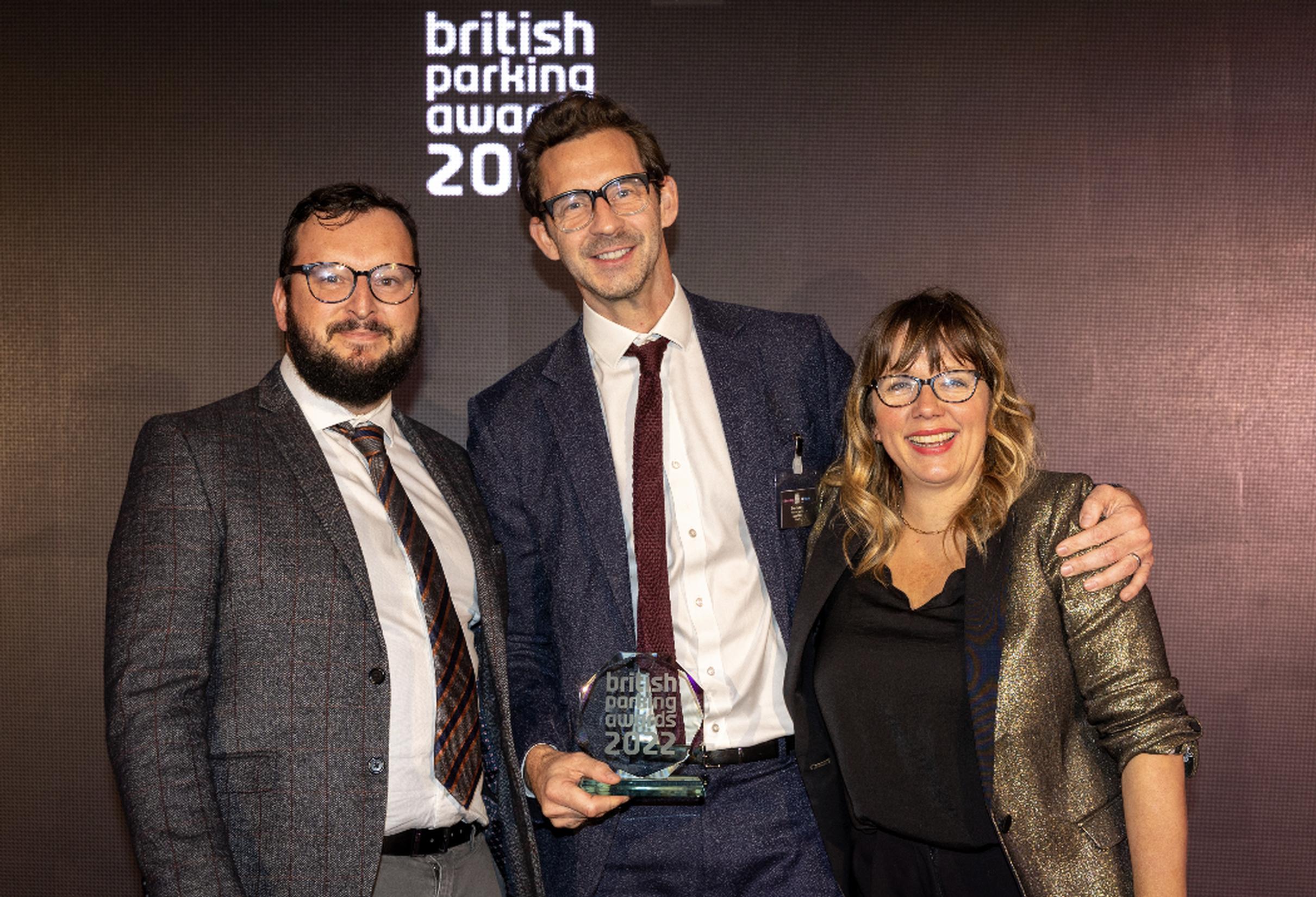 Dan Hubert flanked by Dean Fennell-Connell of Conduent and Kerry Godliman