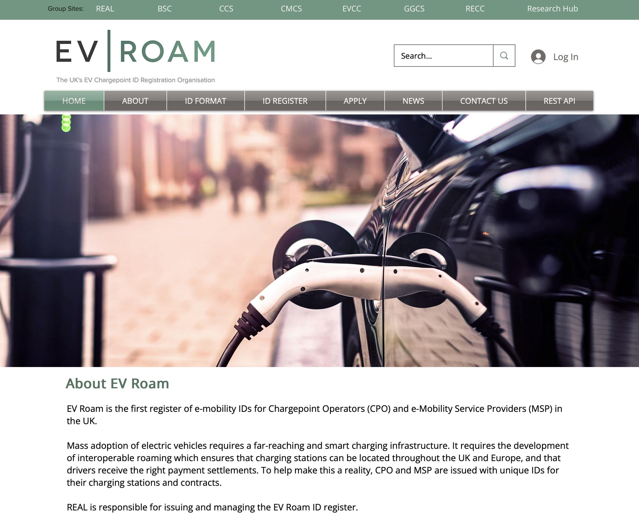 The EVC Roam website
