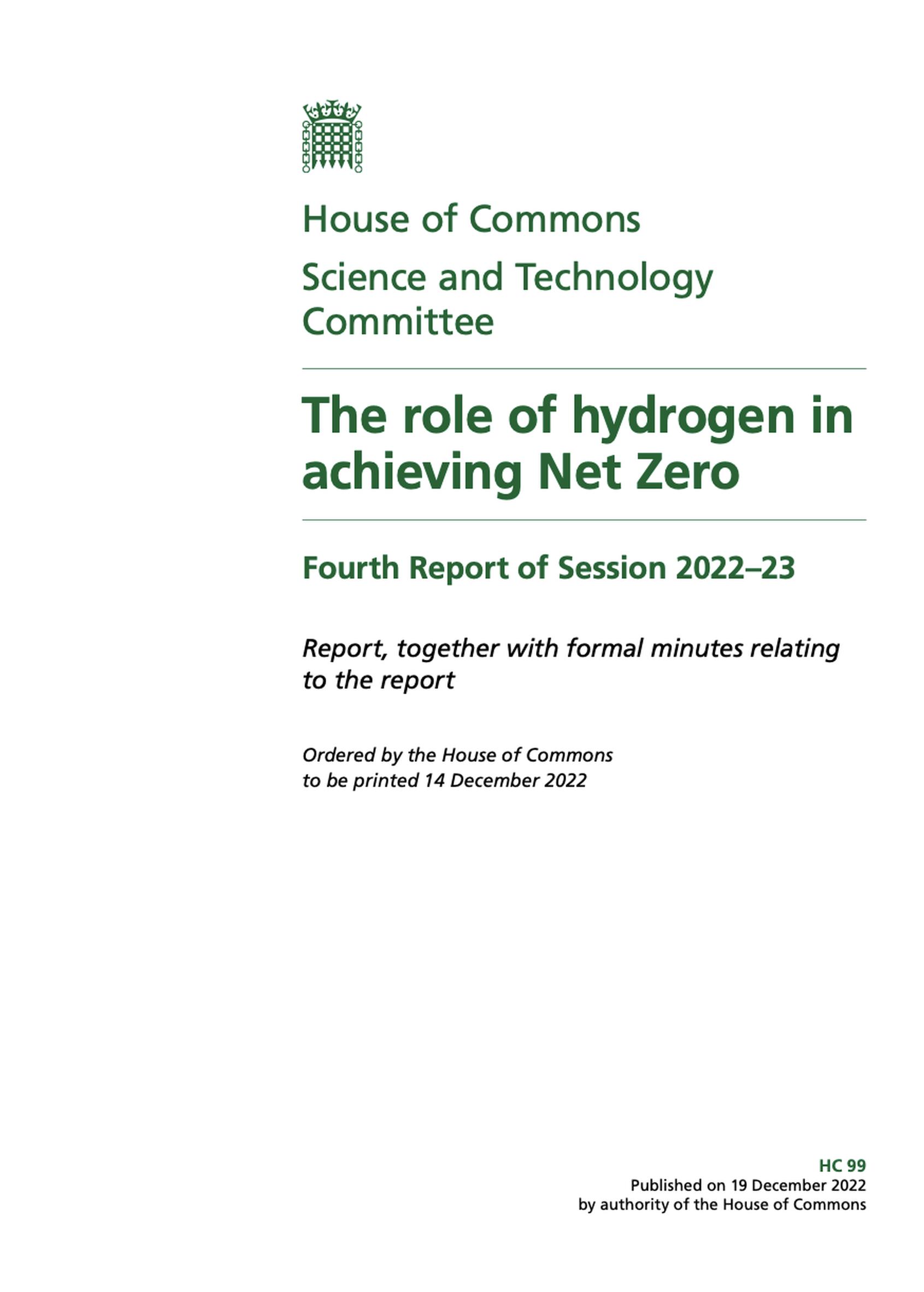 Hydrogen is not a panacea for achieving net zero, warn MPs