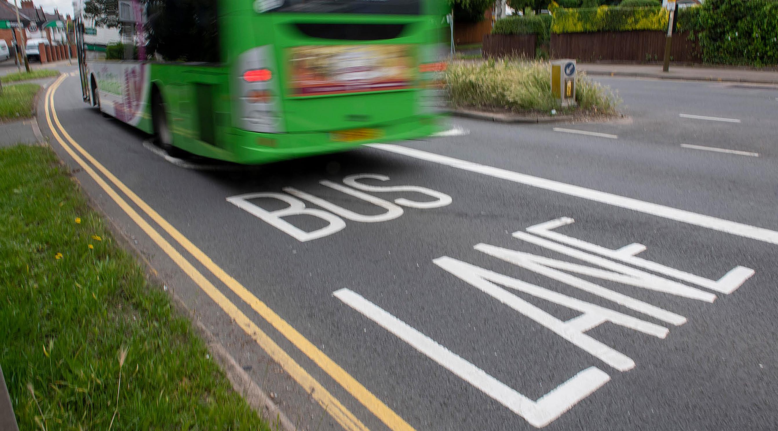 A bus lane in Leicester