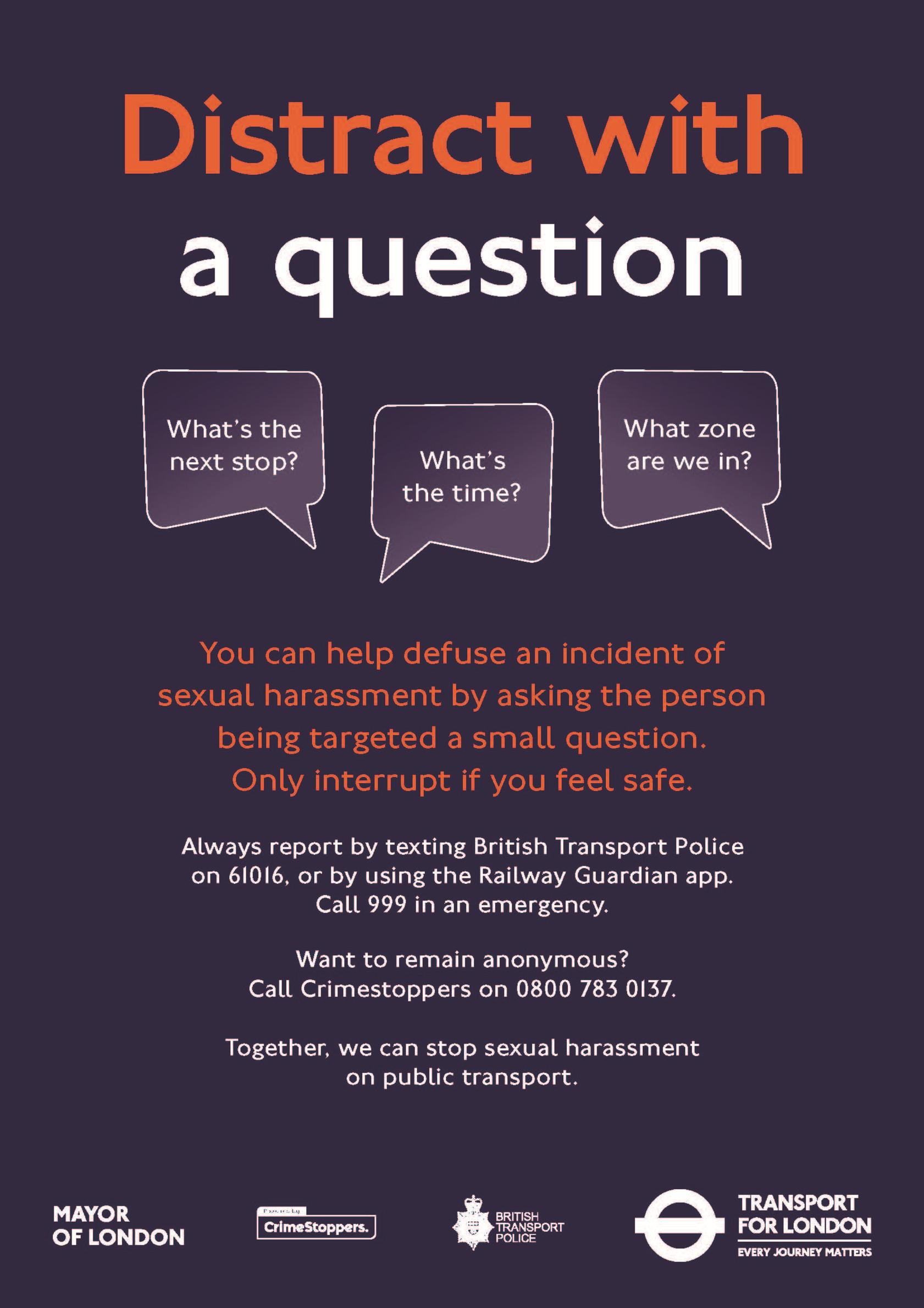 A TfL anti-harassment poster