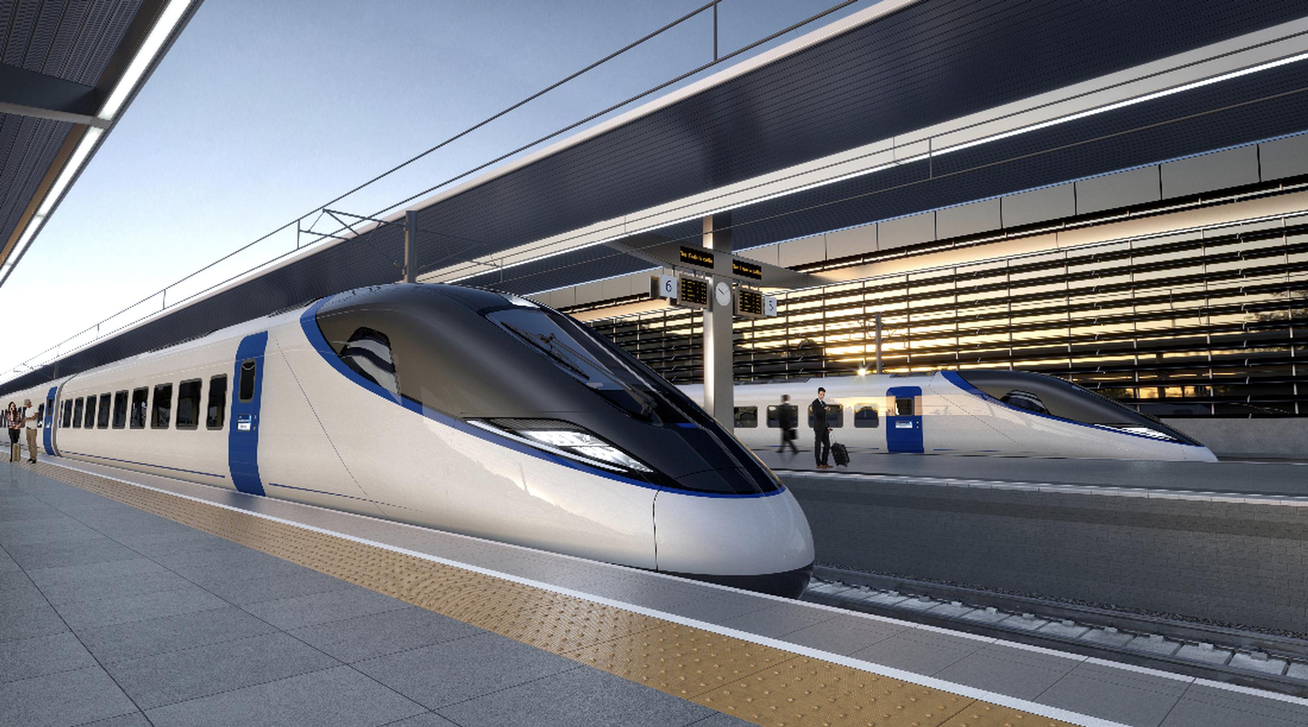 Artist`s impression of HS2 trains