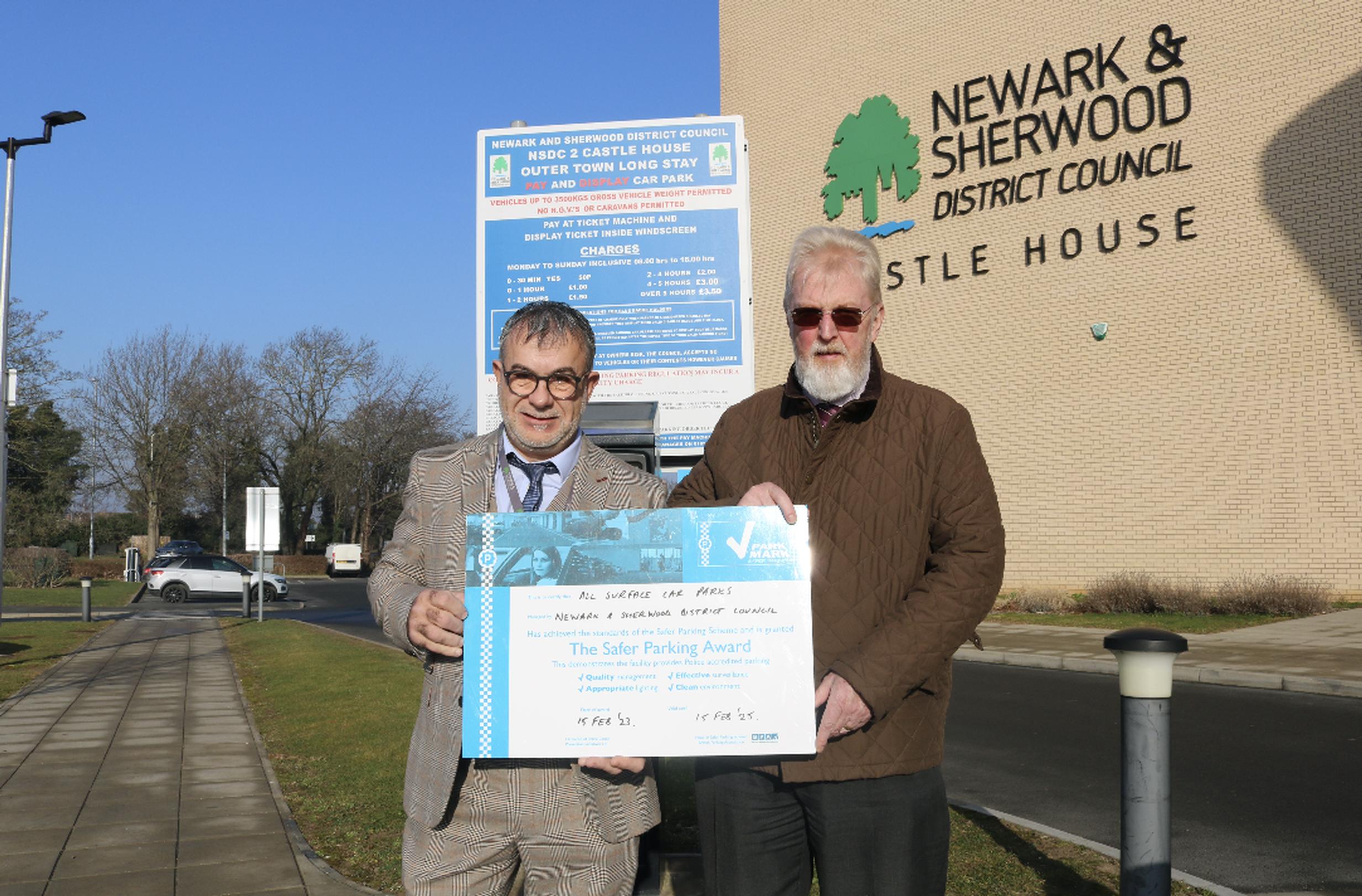 Brian Rawlinson, Newark and Sherwood parking services manager, and Peter Gravells, BPA area manager