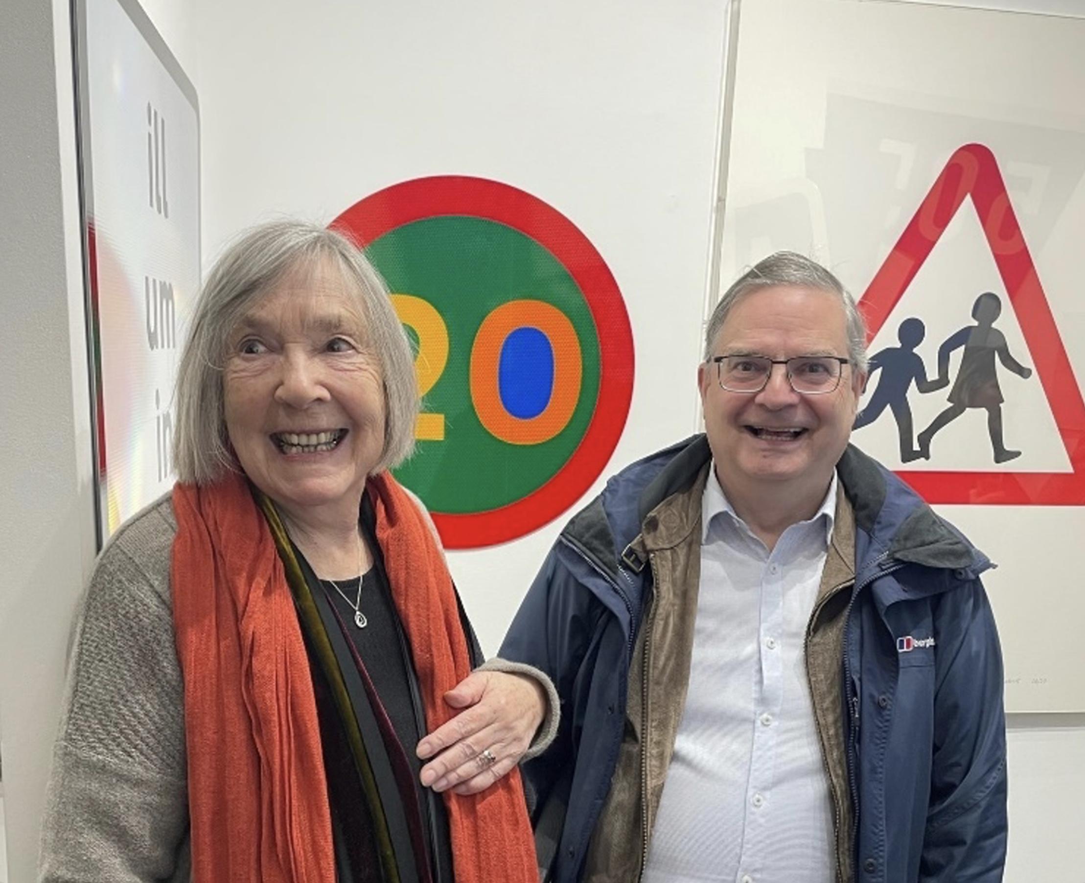 Margaret Calvert OBE and Simon Morgan with her new works