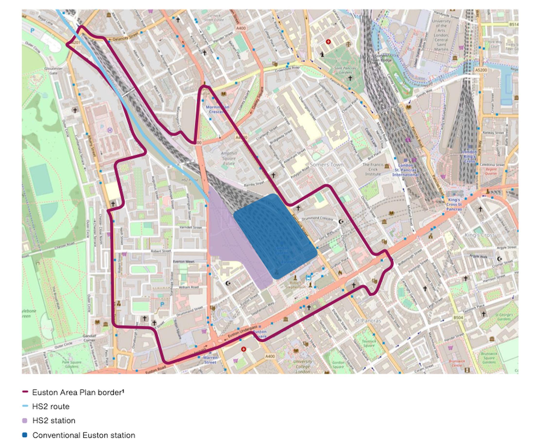 The HS2 Euston station is being constructed in a built-up residential area alongside the existing Network Rail station