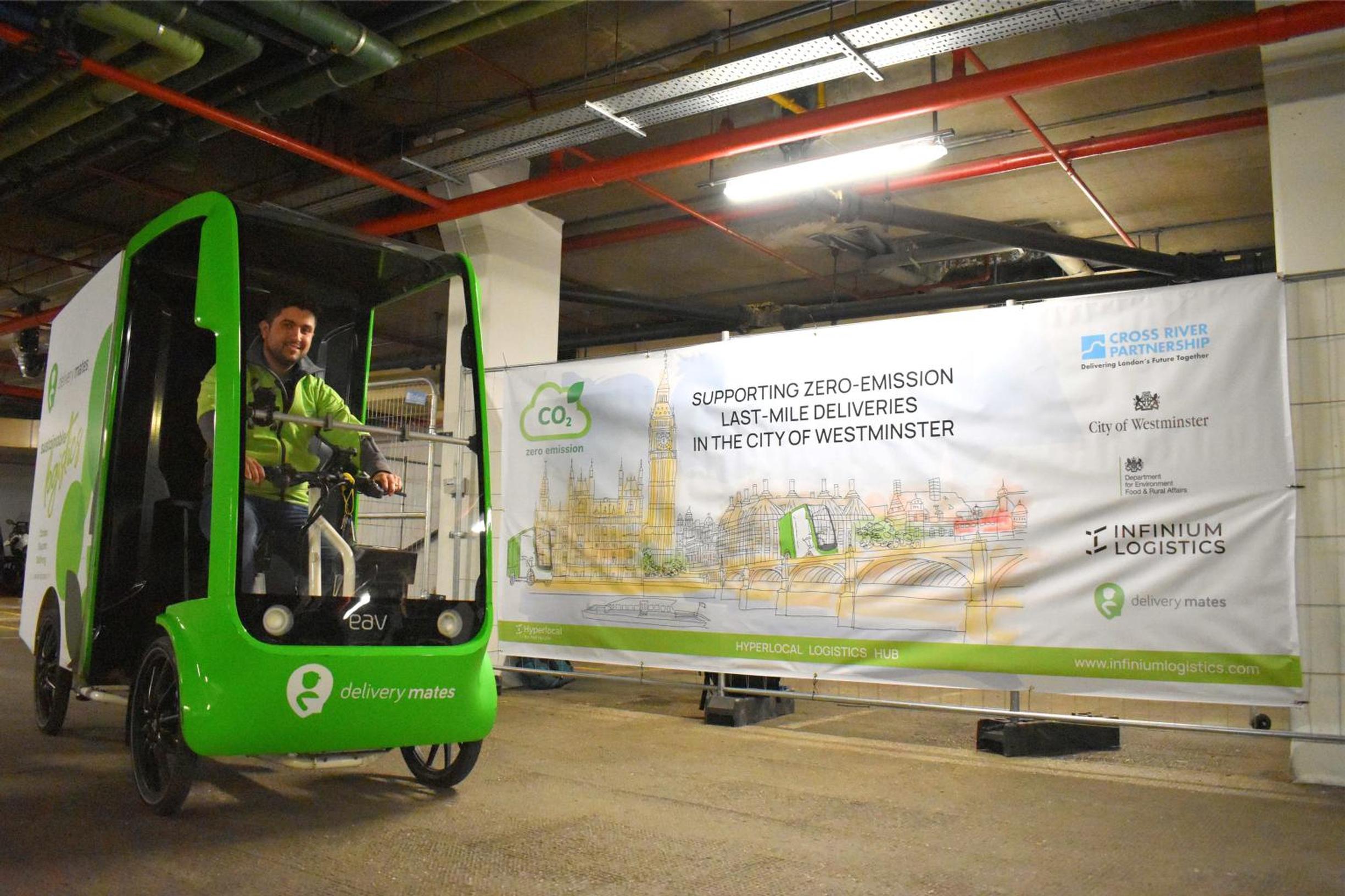 The Pimlico micro-logistics hub will receive parcels from an electric delivery vehicle and then distribute them by electric cargo bikes