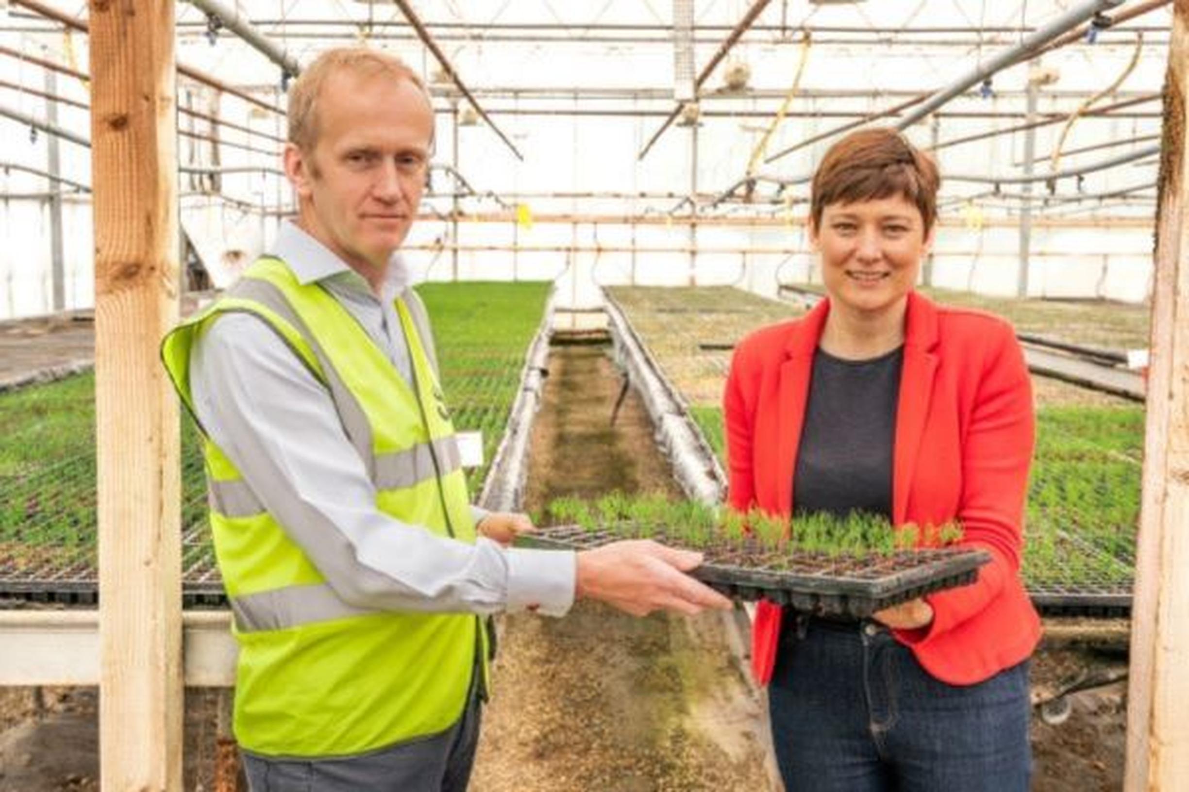 Malcolm Dare, National Highways, executive director for commercial and procurement and Melanie Asker, managing director of Greenwoods Plants