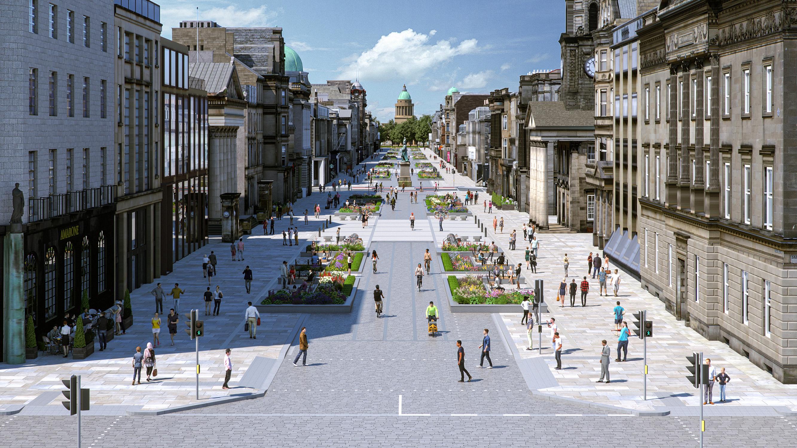 Plans to transform George Street will include a pedestrian and cycling priority zone, with motorised traffic restricted to mornings and evenings