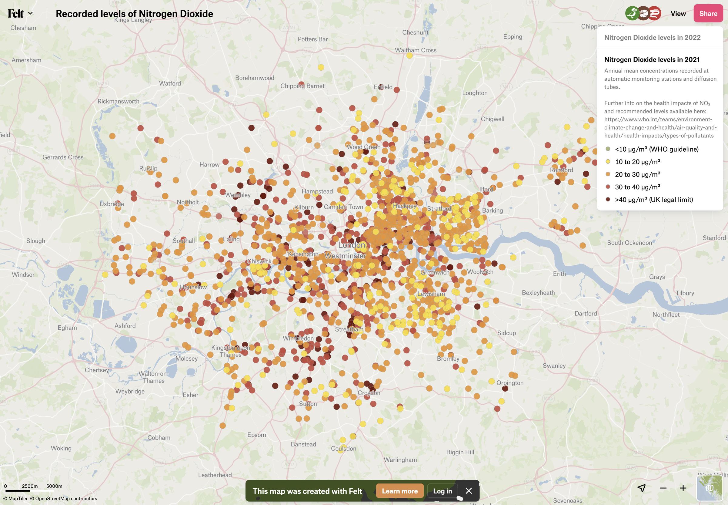 Clean Cities map of pollution in London