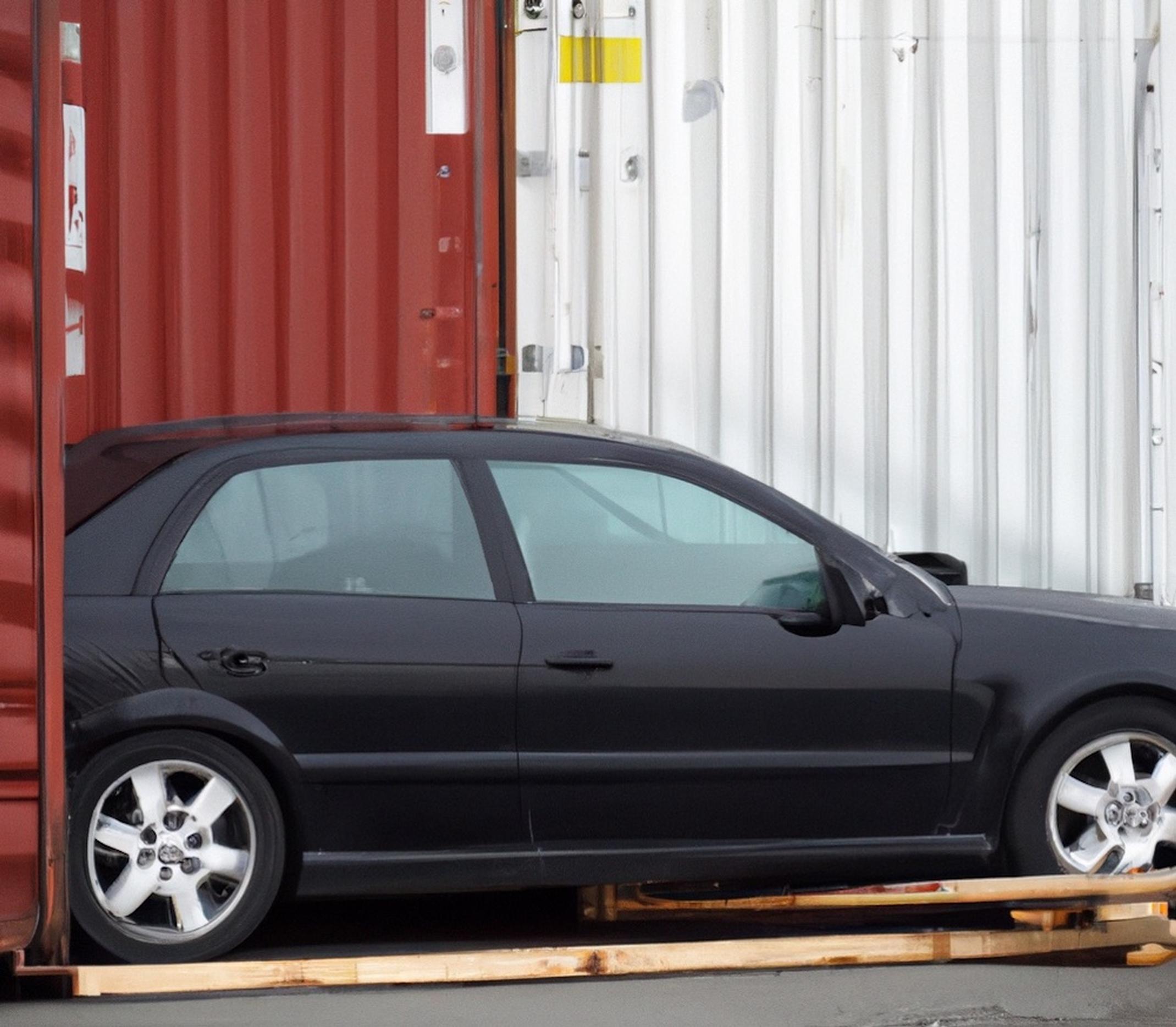 Stoken car in a container