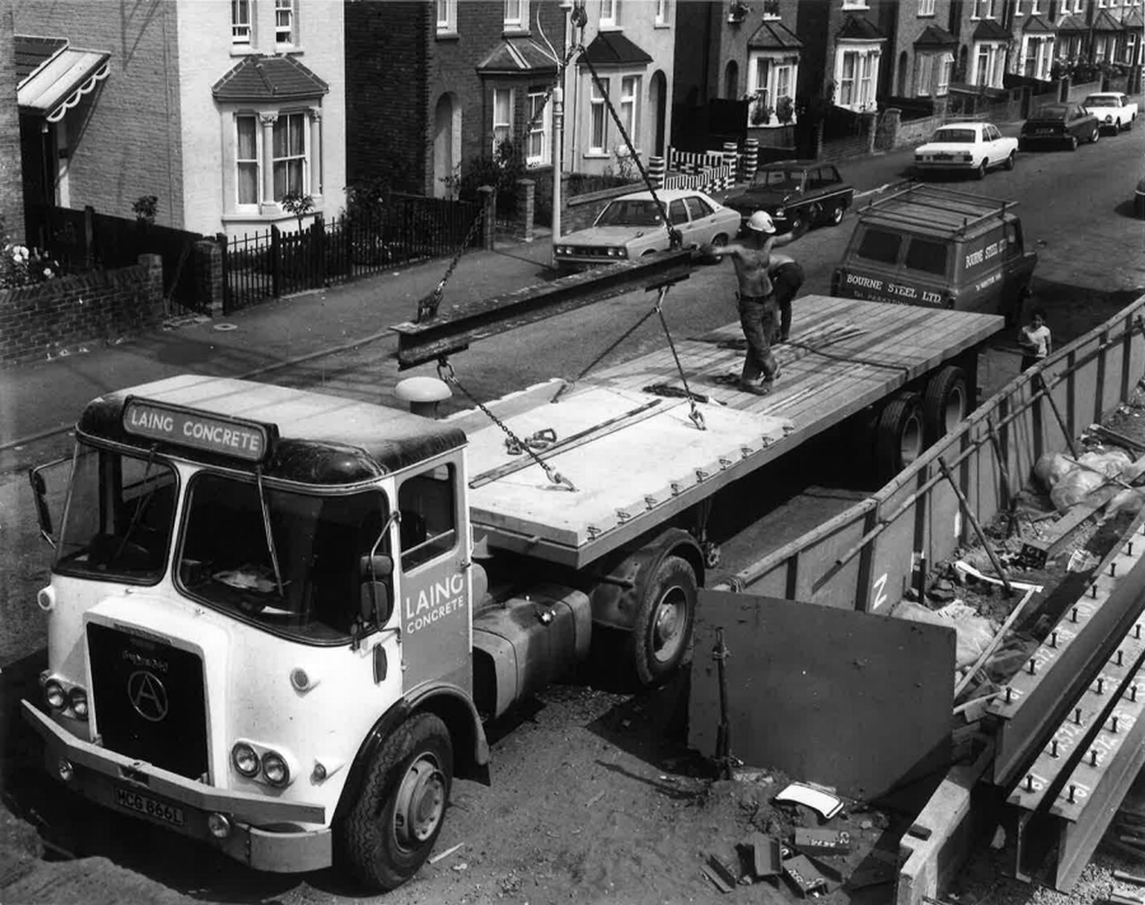 Work in progress: Bourne Parking’s first job in 1973 for  Tesco in Weybridge, using the Montex modular technology