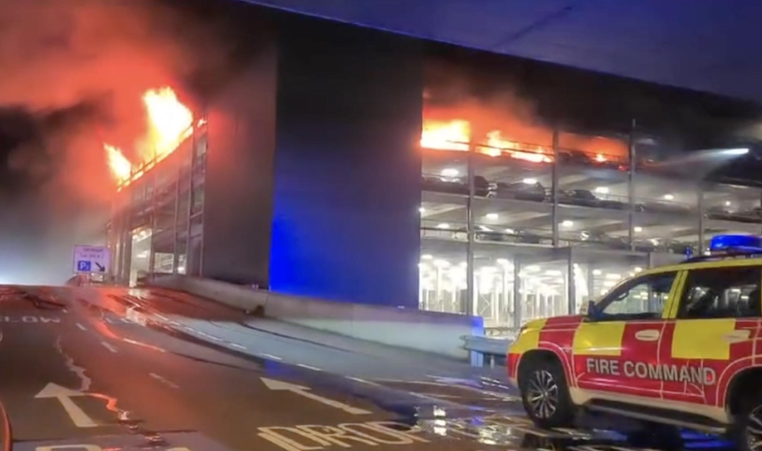 The car park blaze (Bedfordshire Fire and Rescue Service)