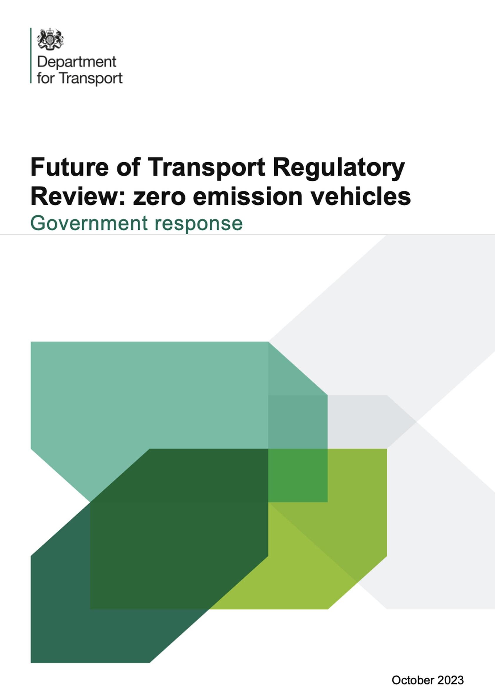 Future of Transport Regulatory Review: Zero-emission vehicles - Government Response