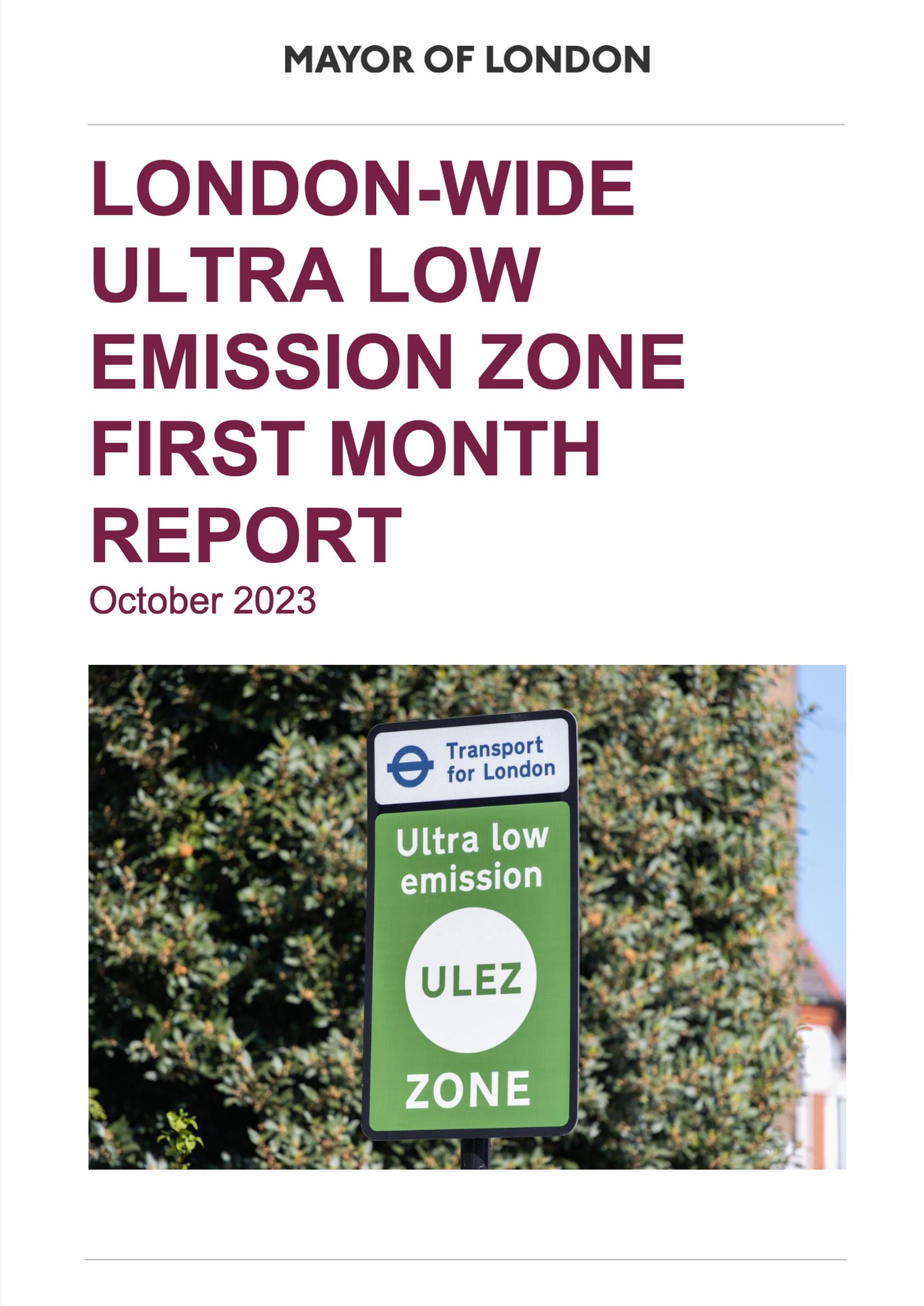 London-wide ULEZ First Month Report