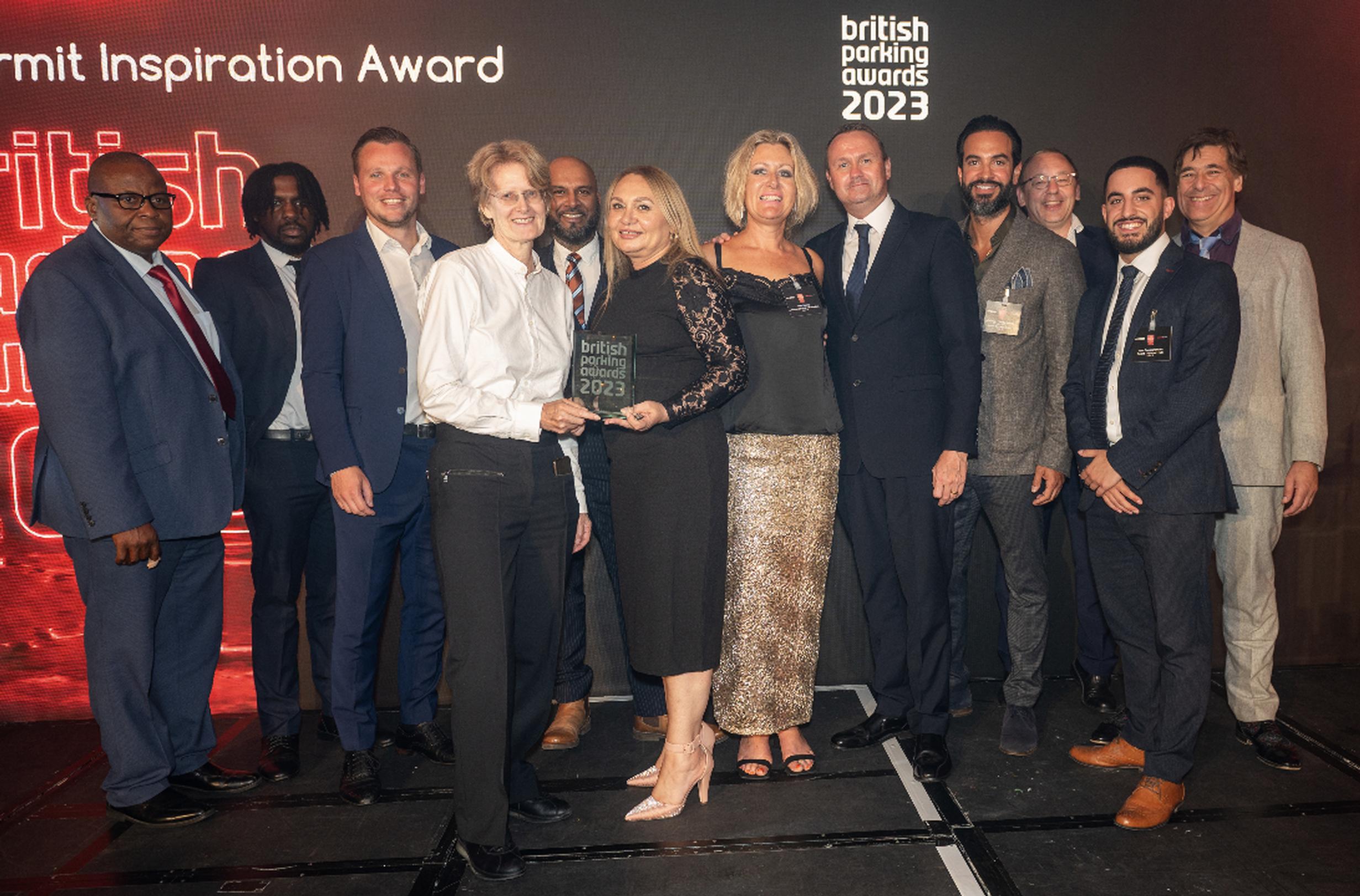 Jimi Ogunyanwo (London Borough of Islington), Nyle Williams and Dan Hanshaw (Smart Transport Hub), Cllr Rowena Champion, Ryan Rodrigues and Rubena Hafizi (LBI), Sara Bailey (The Parking Guru), Tony Ralph (LBI), Christian Constantinides (STH), Paul Moorby OBE (Chipside, sponsor), Vass Constantinides (STH) and Mark Steel