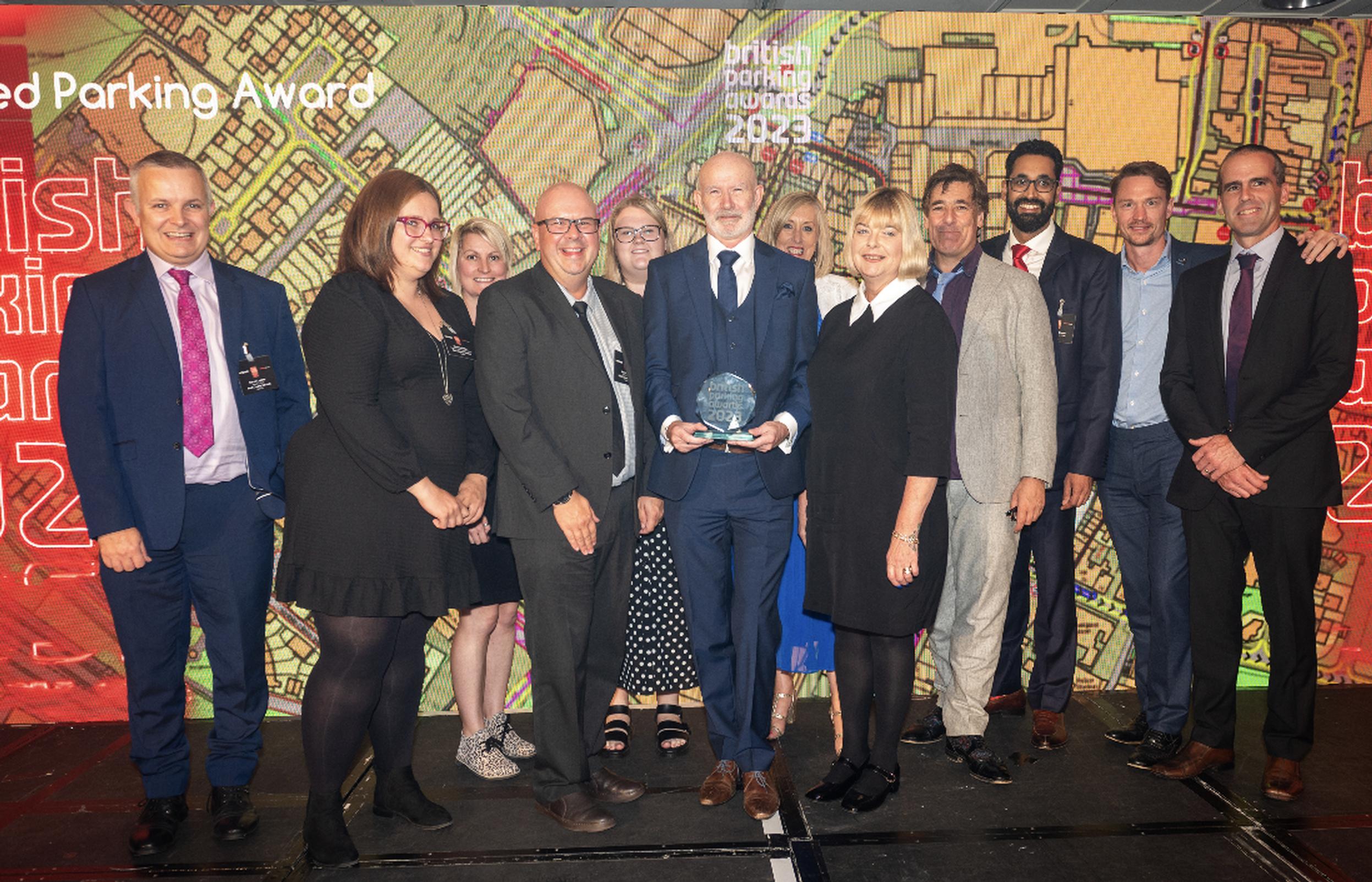 Kieron Leader and Victoria Keeler Kent County Council), Alexis Newport (Buchanan Computing), Neil Edwards, Charlea Best, Robin Chantrill-Smith, Annette Bonner and Lorna Day (KCC), Mark Steel, Gurpeet Dhamu of EVC (category sponsor) and Daniel Taylor and Steve Dicker (Buchanan)