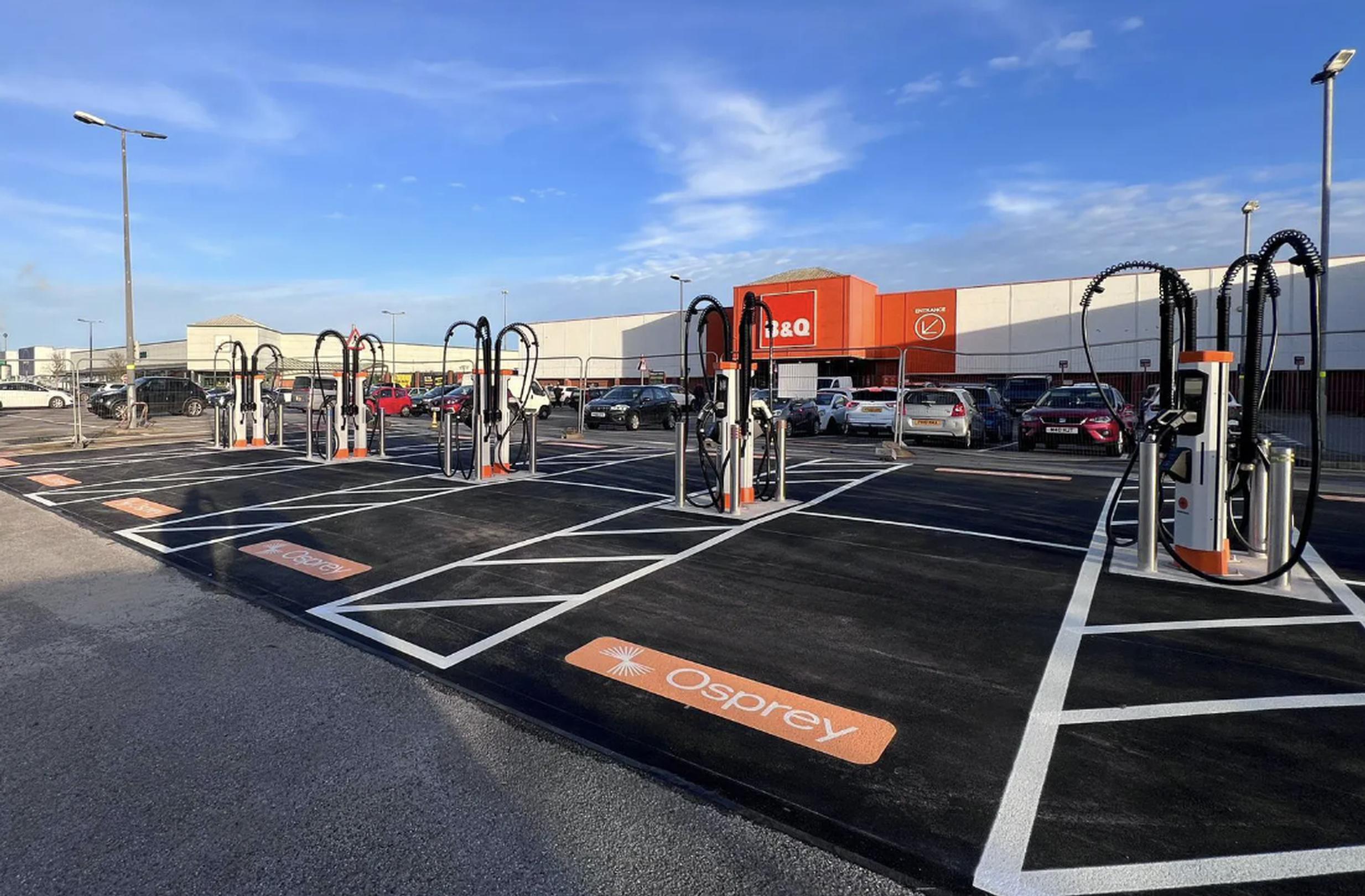 16 high-powered EV chargers have been installed at the Derwent Drive Retail Park