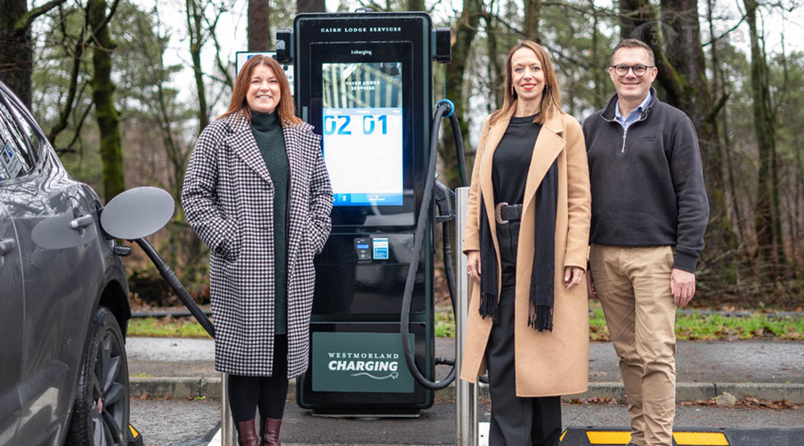 Caroline Leigh (property director, Westmorland), Anne Buckingham (MD, SIS, part of SWARCO Smart Charging) and Matt Barney (business development manager, GeoPura)