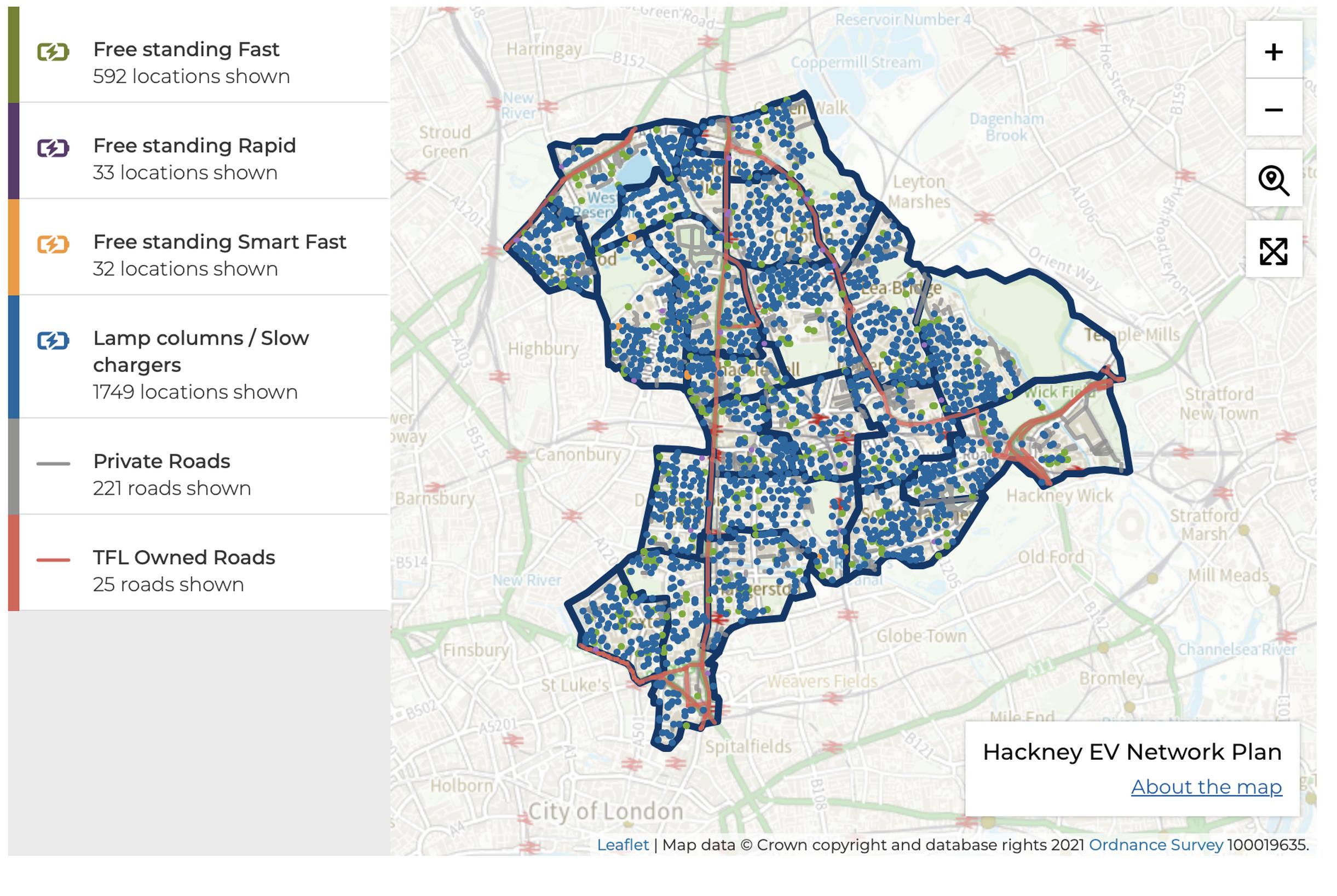 The Hackney EV Network Plan map