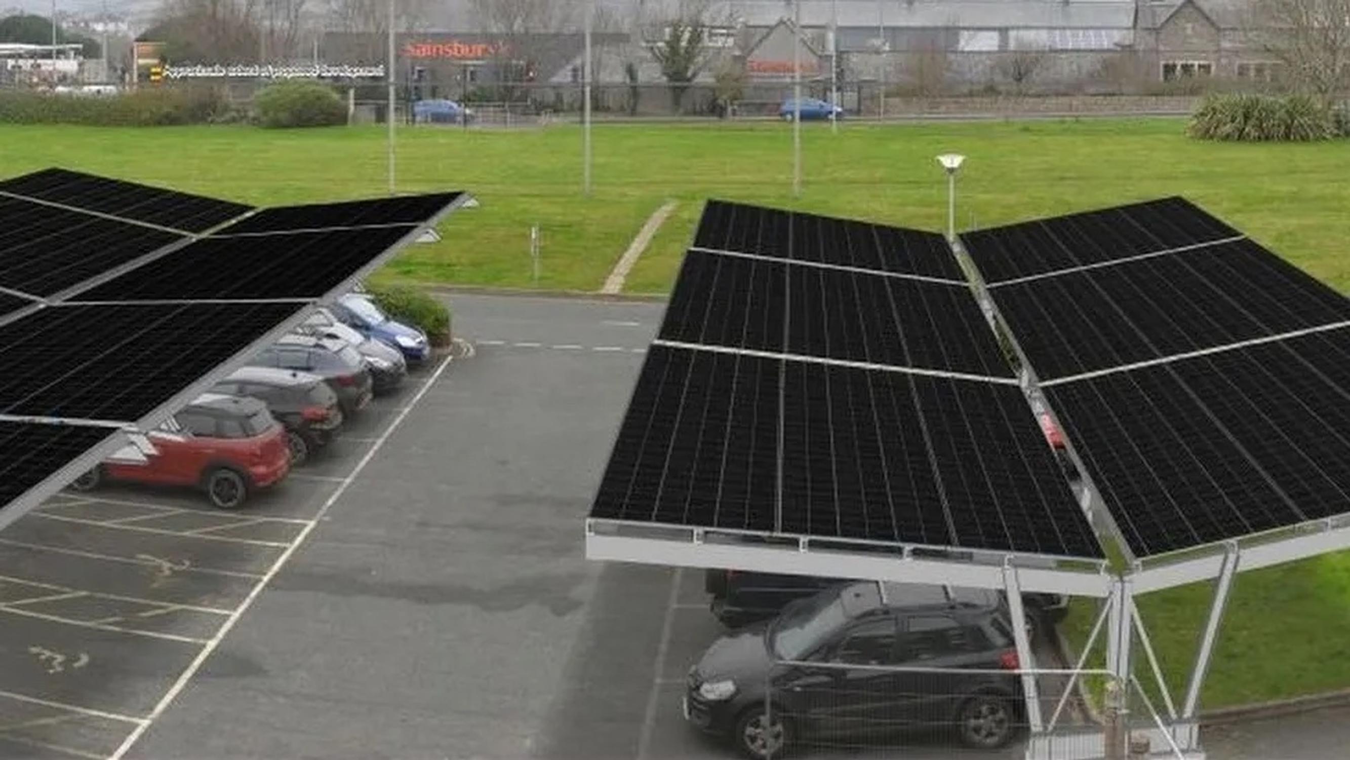 A solar canopy will be built over the visitor and council pool vehicle car parks at the front of New County Hall