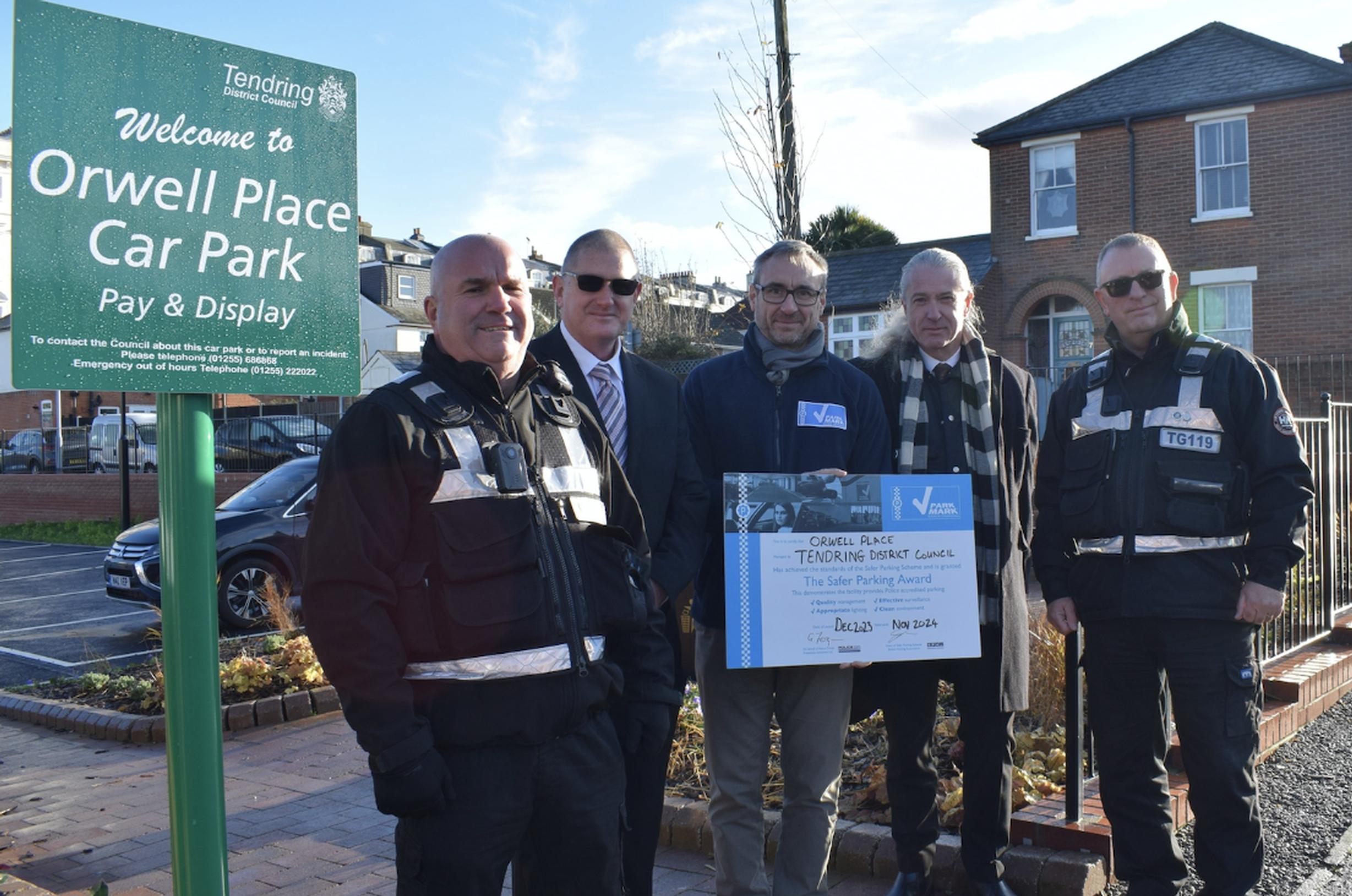 (L-R) George Eames (civil enforcement officer), Damian Williams, corporate director of operations and delivery), Ian Wilson (BPA area manager), Andy White (assistant director of building and public realm) and Mick Simson (civil enforcement manager)