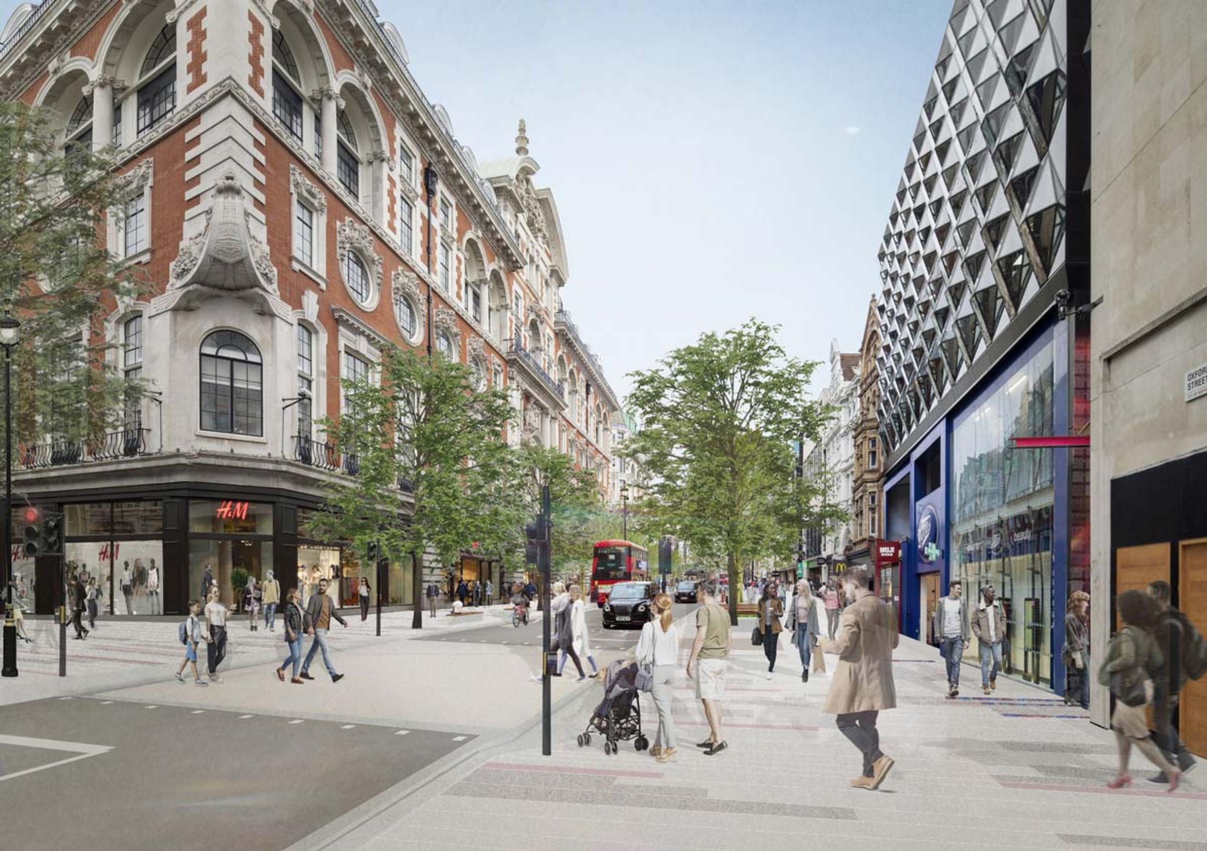 The Oxford Street Programme envisions Oxford Street as a vibrant, high quality public space for all who work, live or visit the street