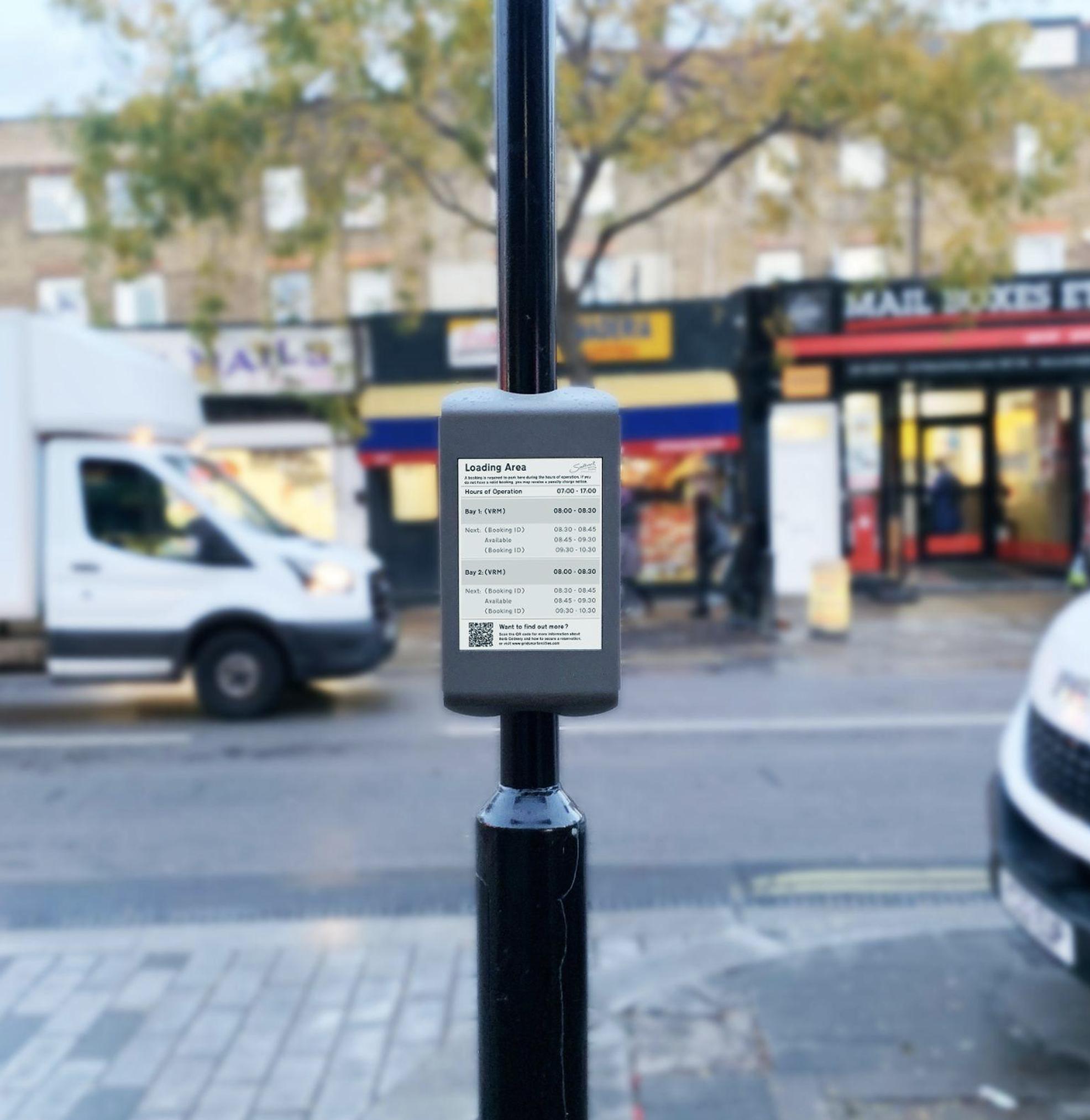Double sided e-ink smart signs provide on-street users with visibility on the availability of the bays