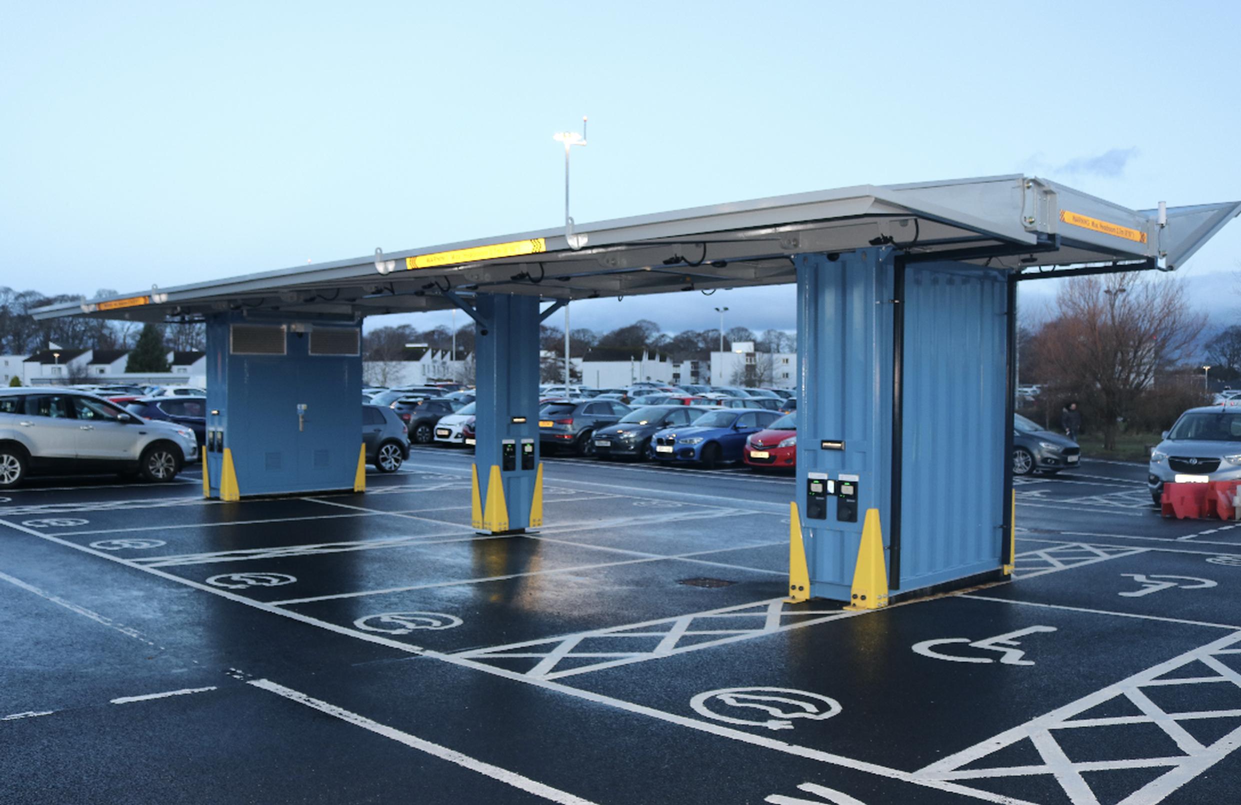 Solar car parking at Raigmore Hospital in Inverness