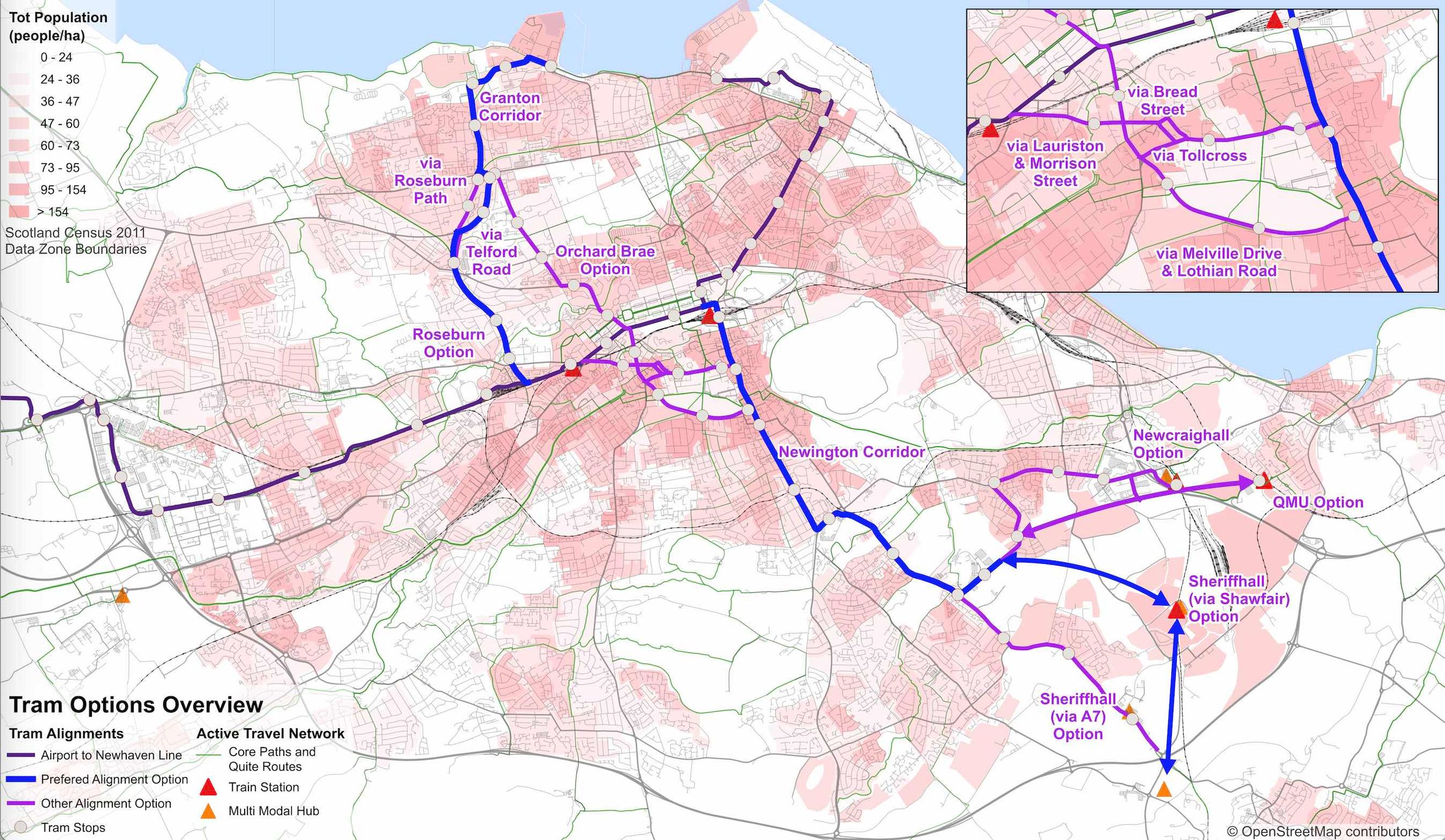 The proposed tram line would run north-south from run from Granton through the city centre to the BioQuarter