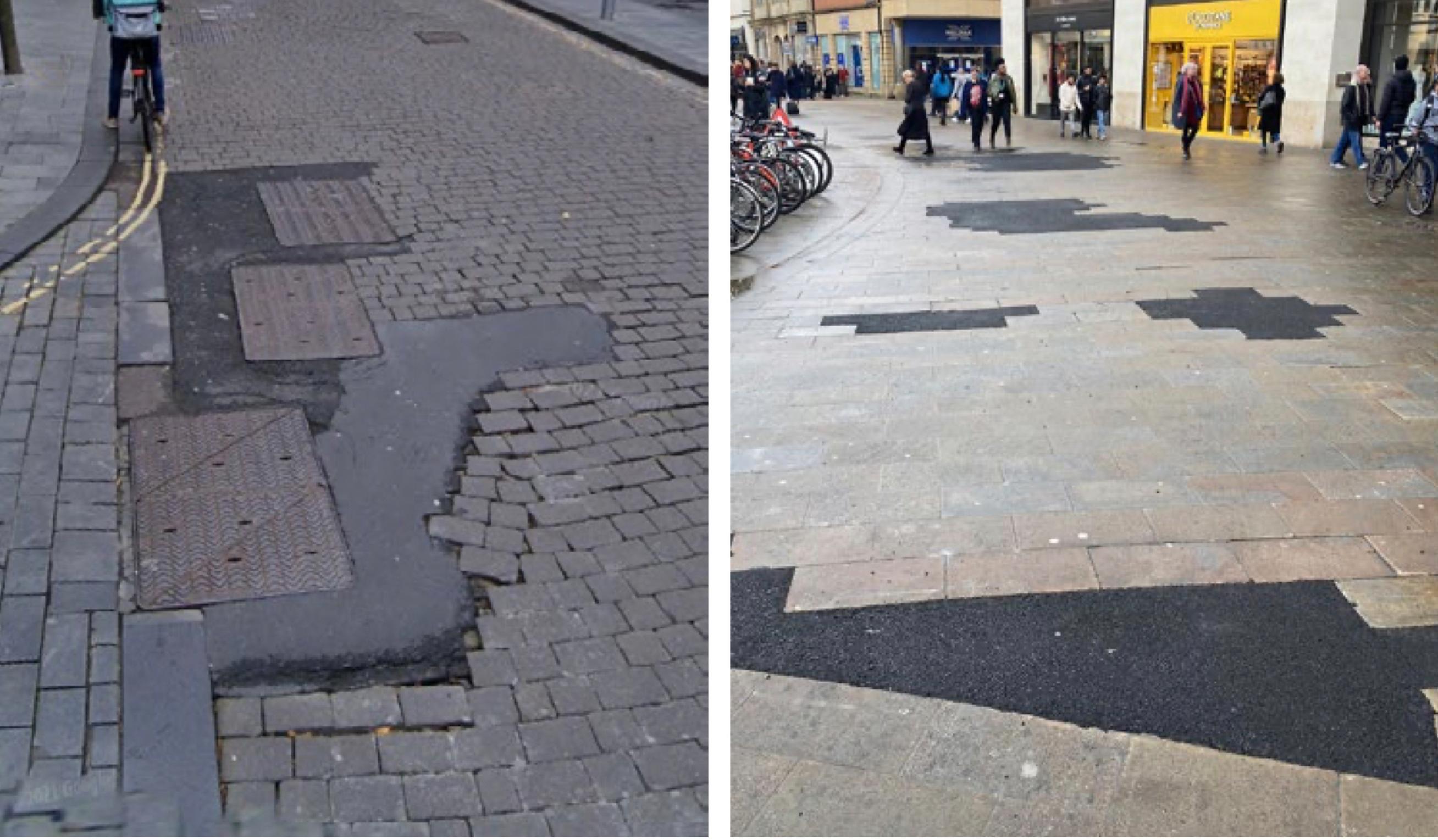 `Street scars` on Hardman Street, Manchester and Bonn Square, Oxford