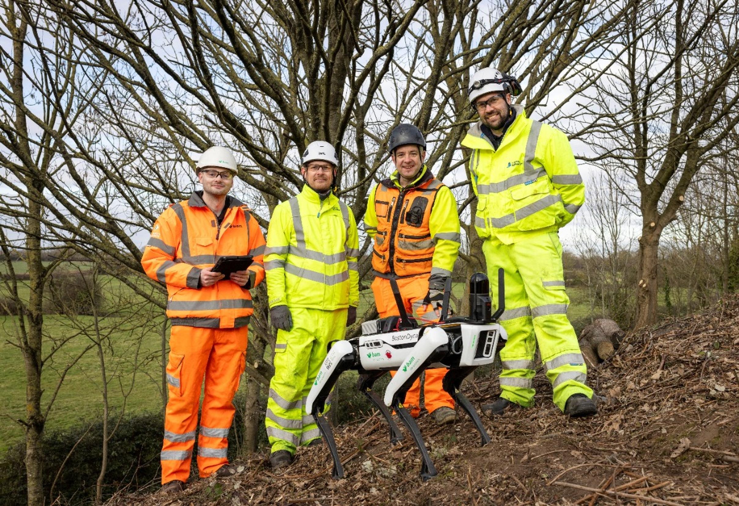 The National Highways team with new recruit Spot