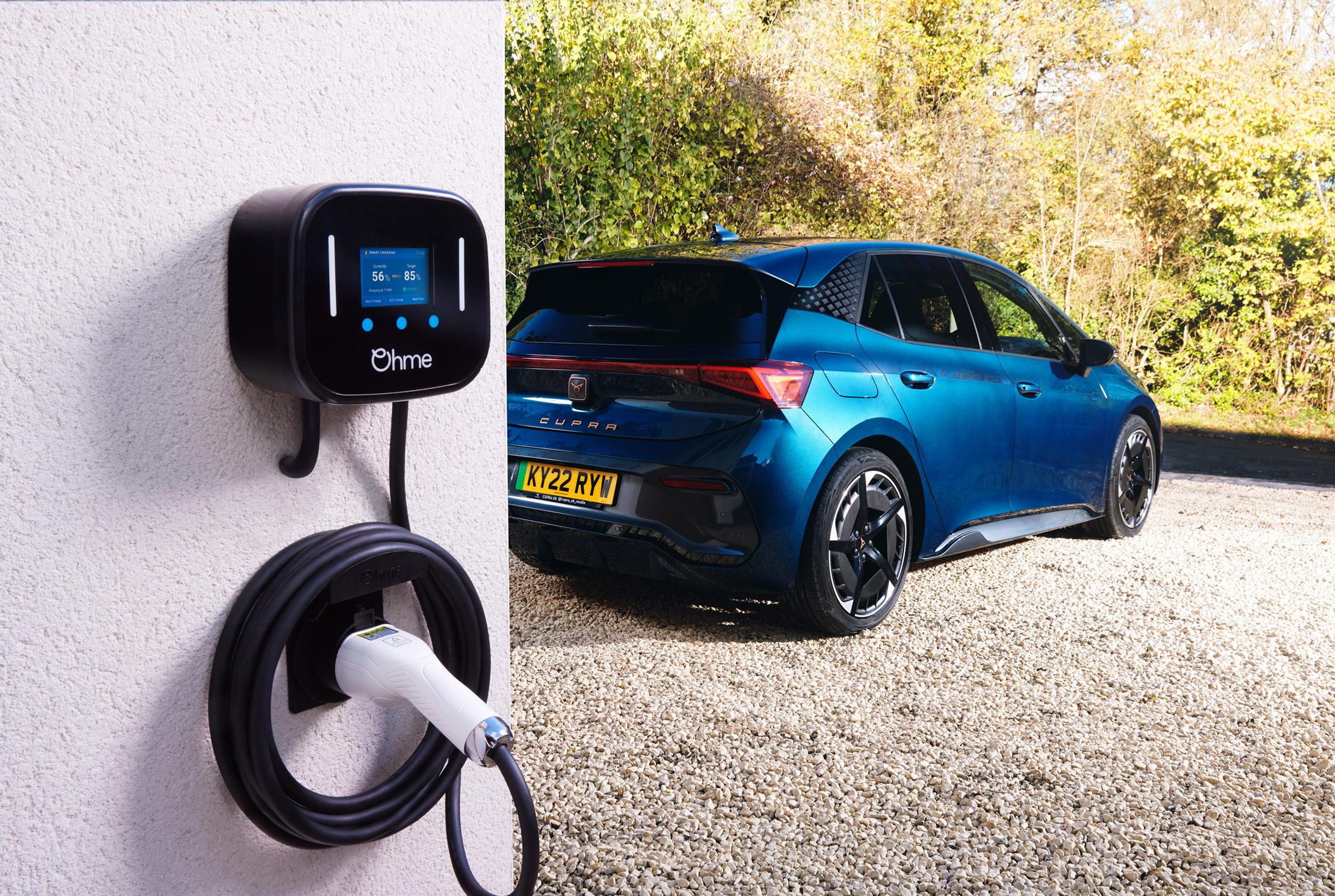 An Ohme HomePro charger and Cupra EV