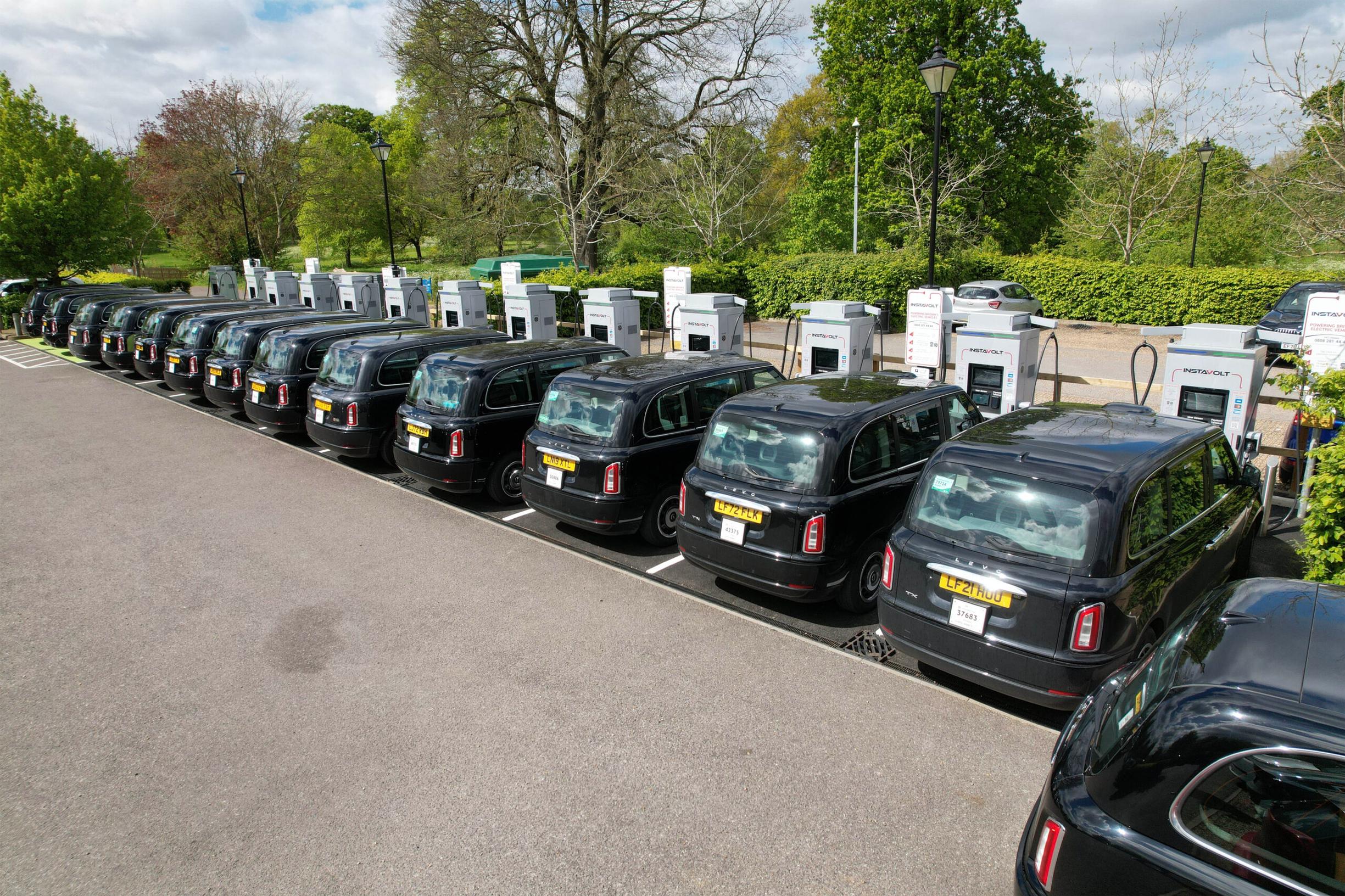 Black cabs recharging at Syon Park