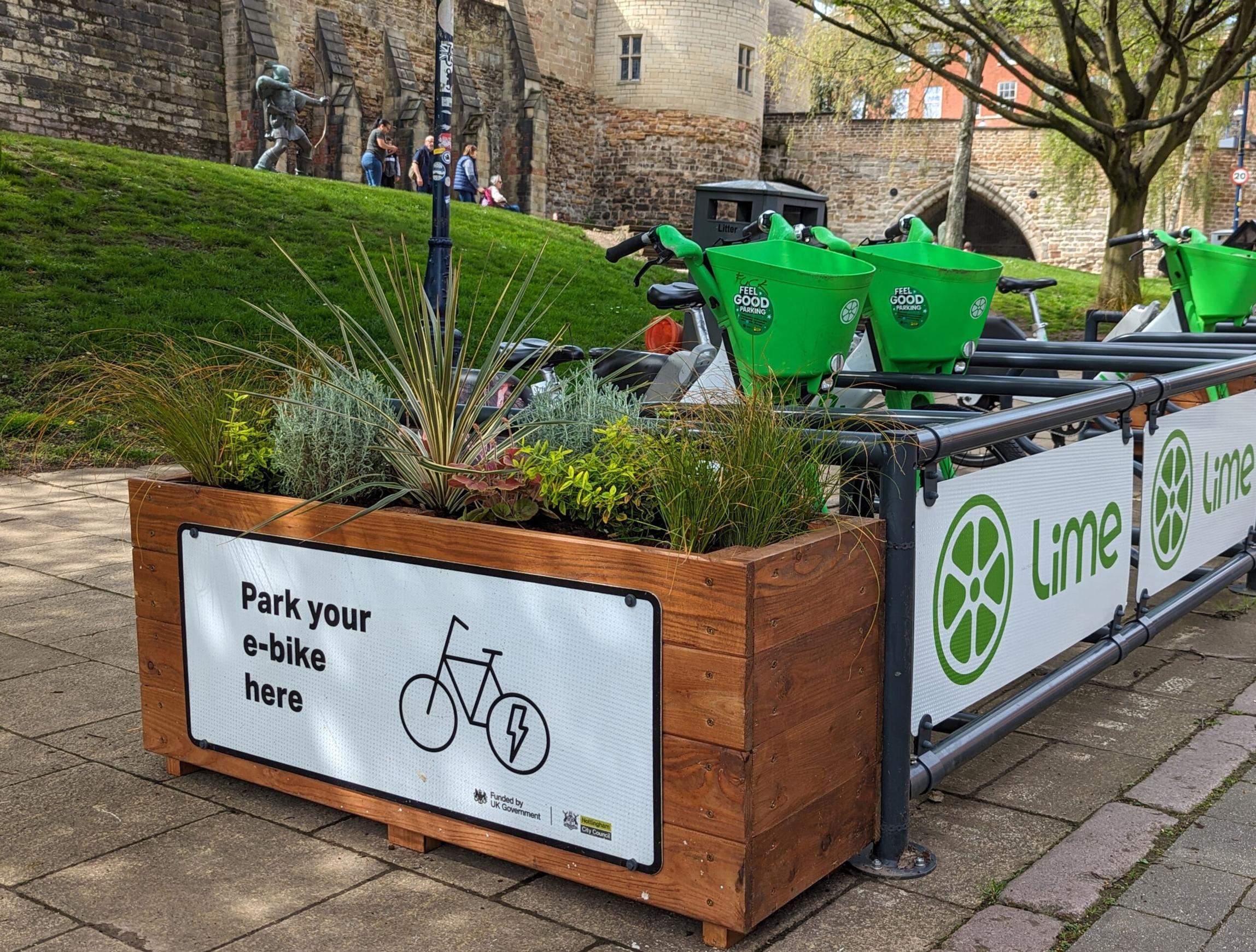 New parking racks for e-bikes and e-scooters in Nottingham