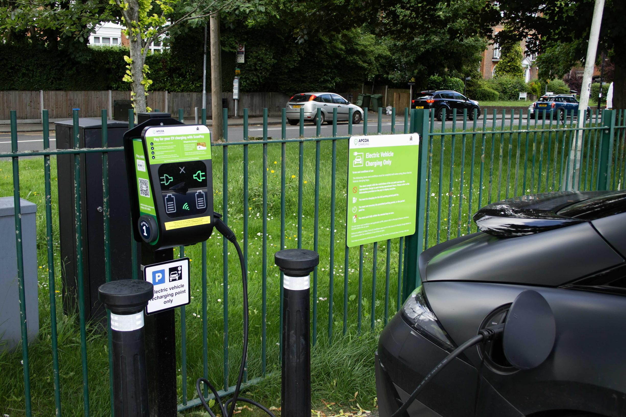 CTEK chargepoints installed in a Hillingdon Council car park managed by APCOA