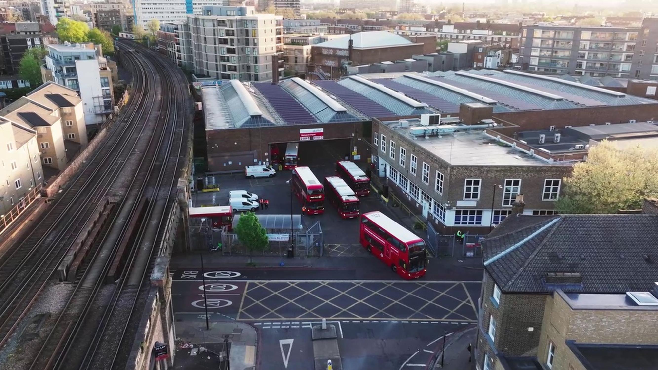 The electric bus charging facility had to be carefully incorporated into the small footprint Walworth depot site